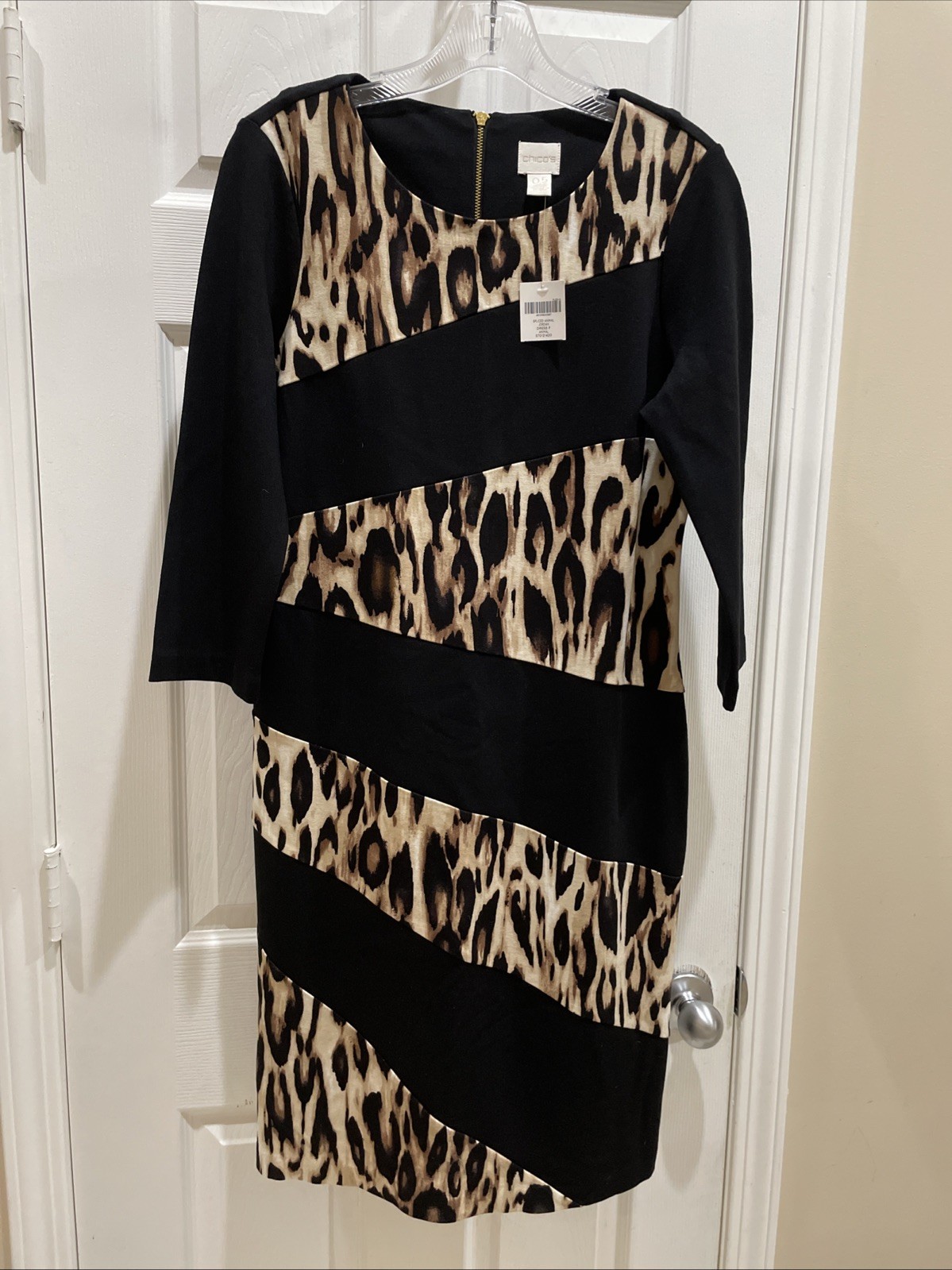 Chicos NWT gorgeous black brown Animal Print Beautiful NWT Dress Size 0.5