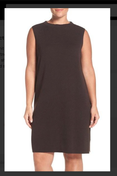 NWT Eileen Fisher Wool Crepe Funnel Neck Shift Dress Clove Brown [SZ 2X ] #M808