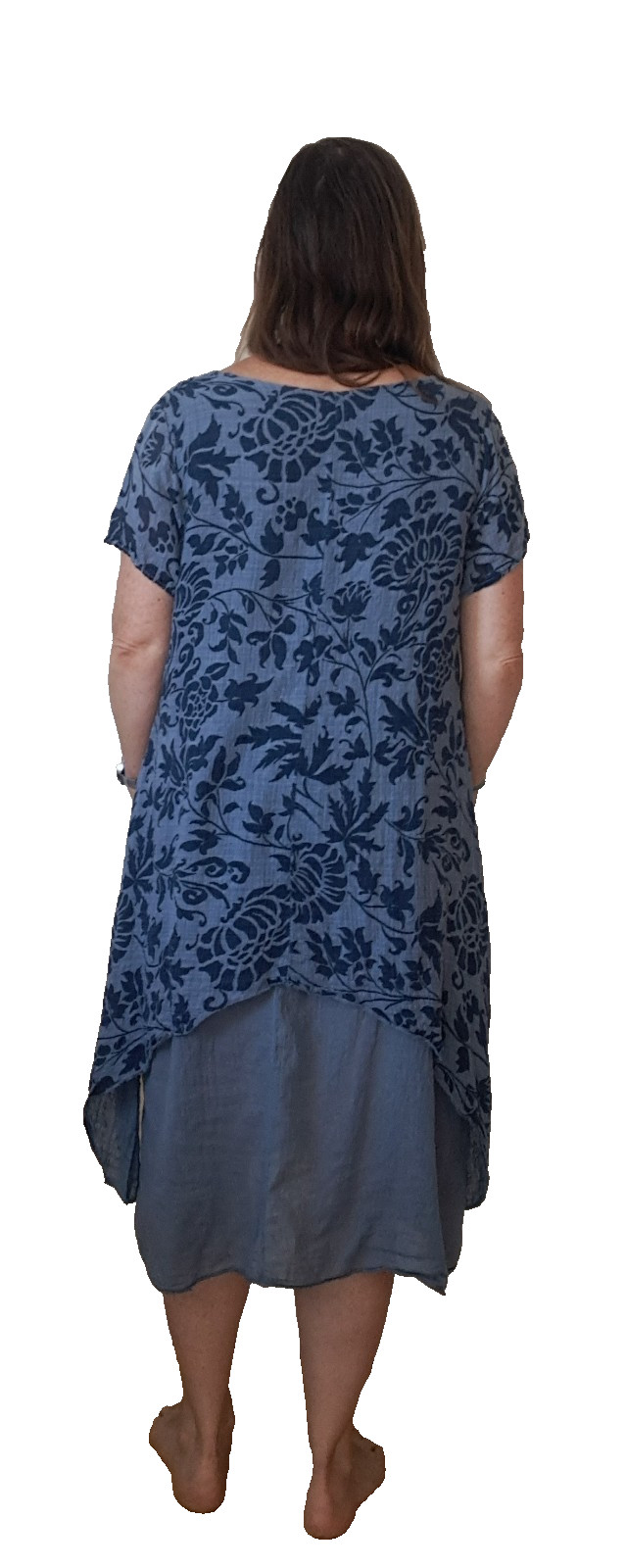 blue loose fit one-size comfortable fun indie cotton women’s dress