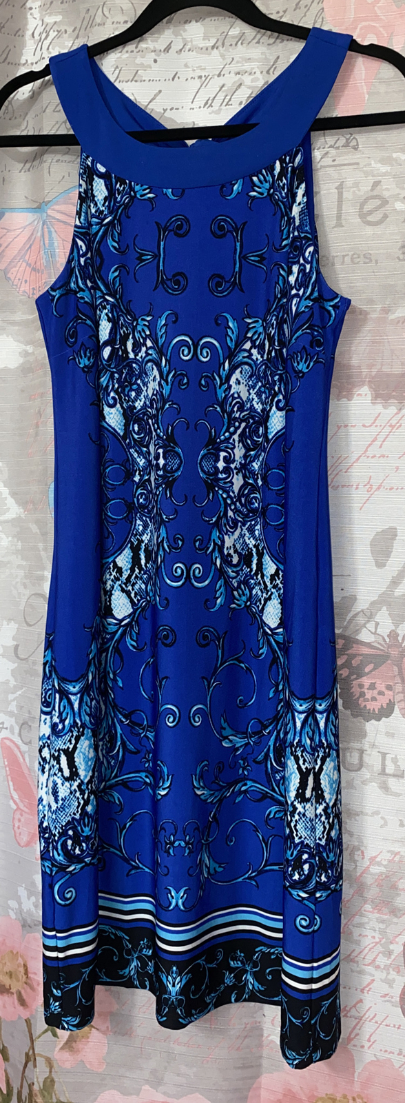 SANGRIA Women’s Sleeveless Back Tie Royal Blue Summer Dress Size Small~Lined