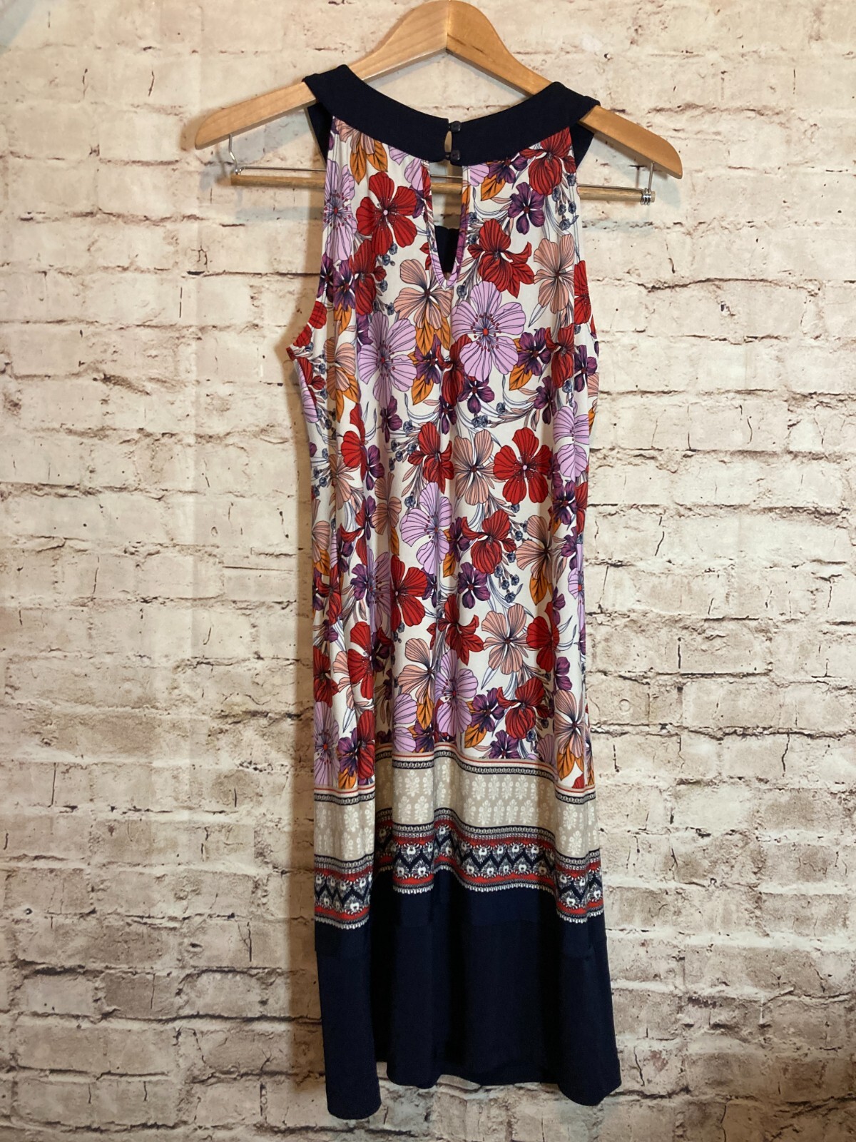 Enfocus Studio Halter Dress Womens 4 Pink & Purple Floral Flowy Stretch