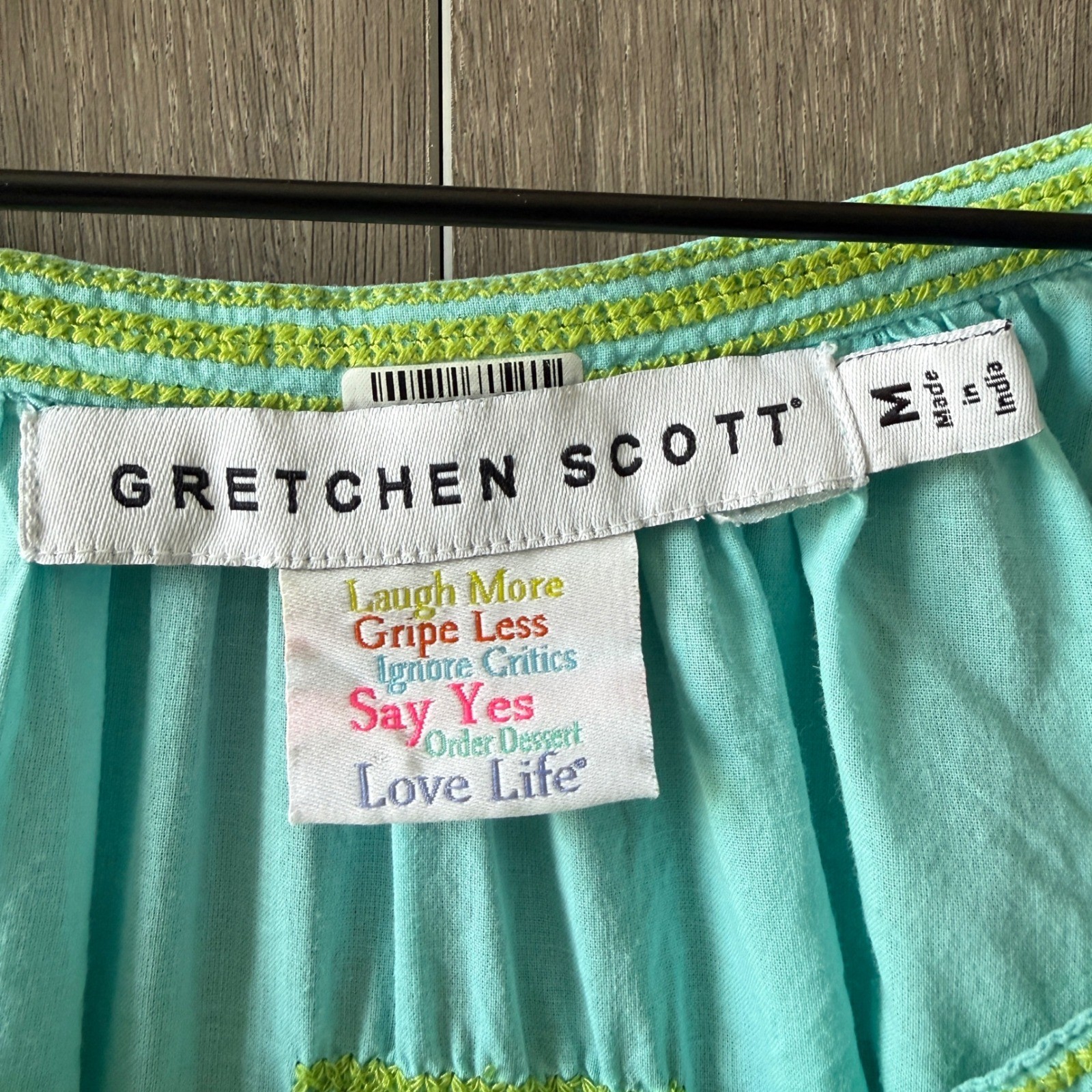 Gretchen Scott Montezuma Embroidered Midi Dress Women Med Turquoise Boho Tassel