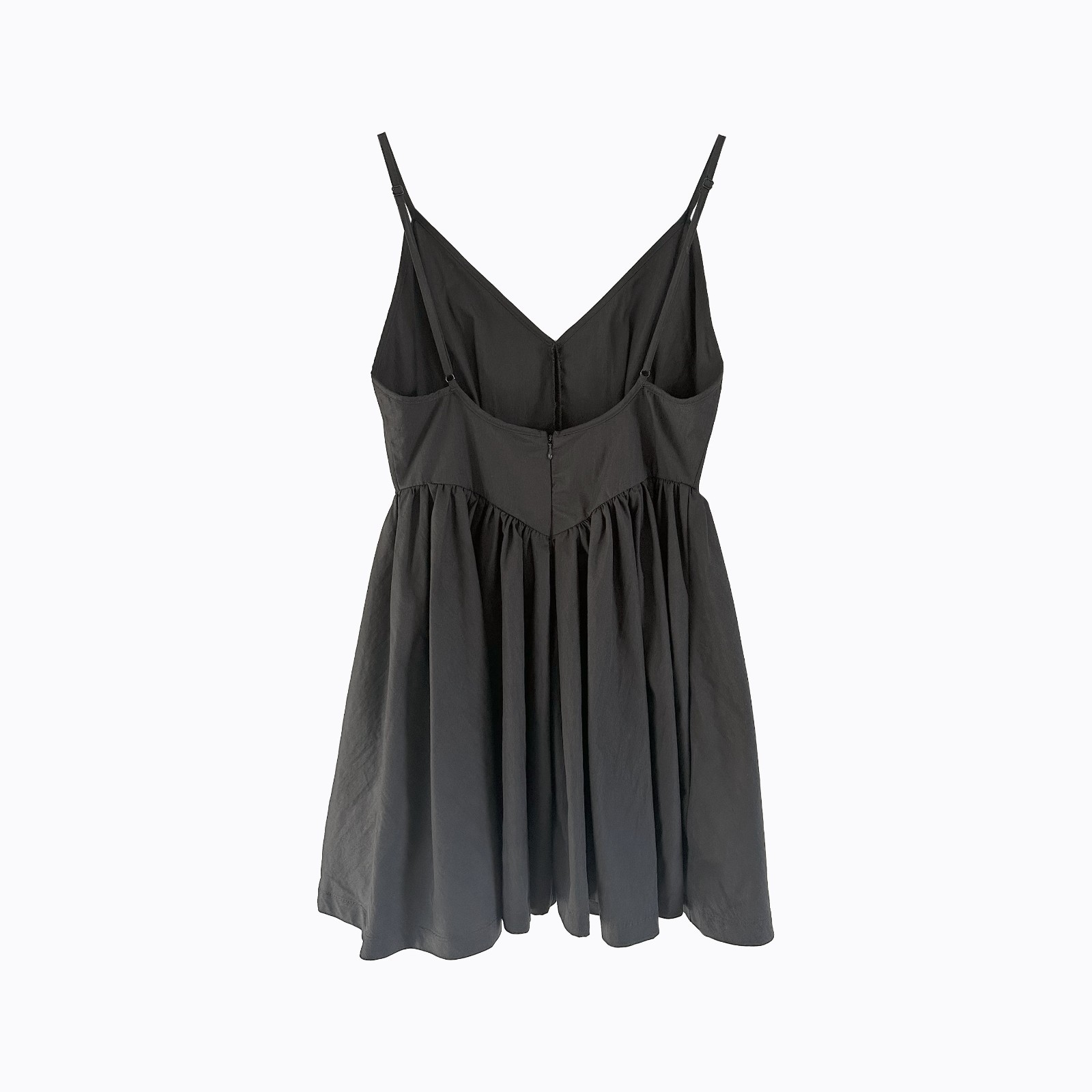 AQUA Bloomingdales Black Fit & Flare Mini Dress Small Pleated Basque V-Neck LBD