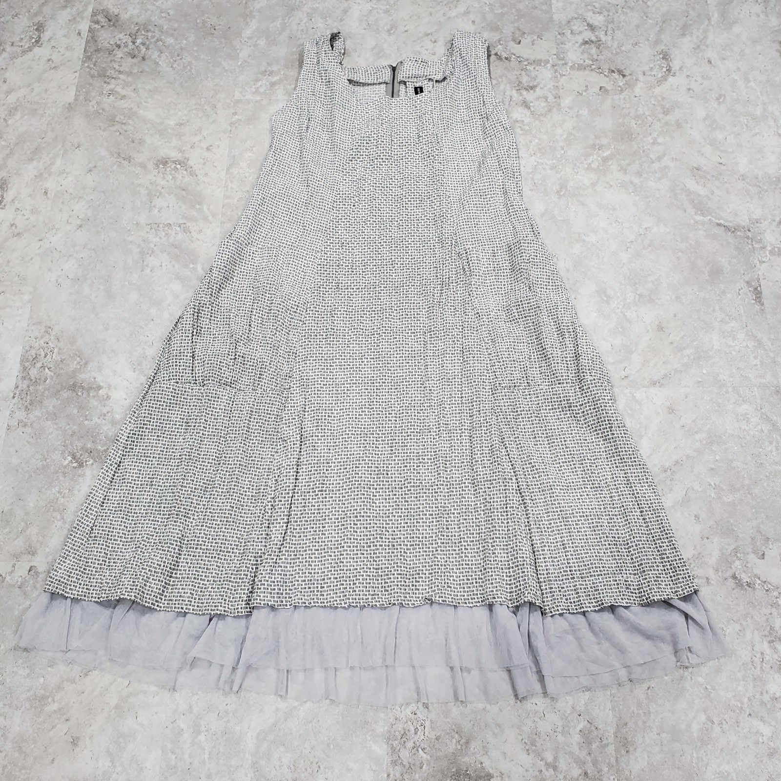 GERSHON BRAM Lantern Crinkle Gingham-like Midi Tank Dress Size XL