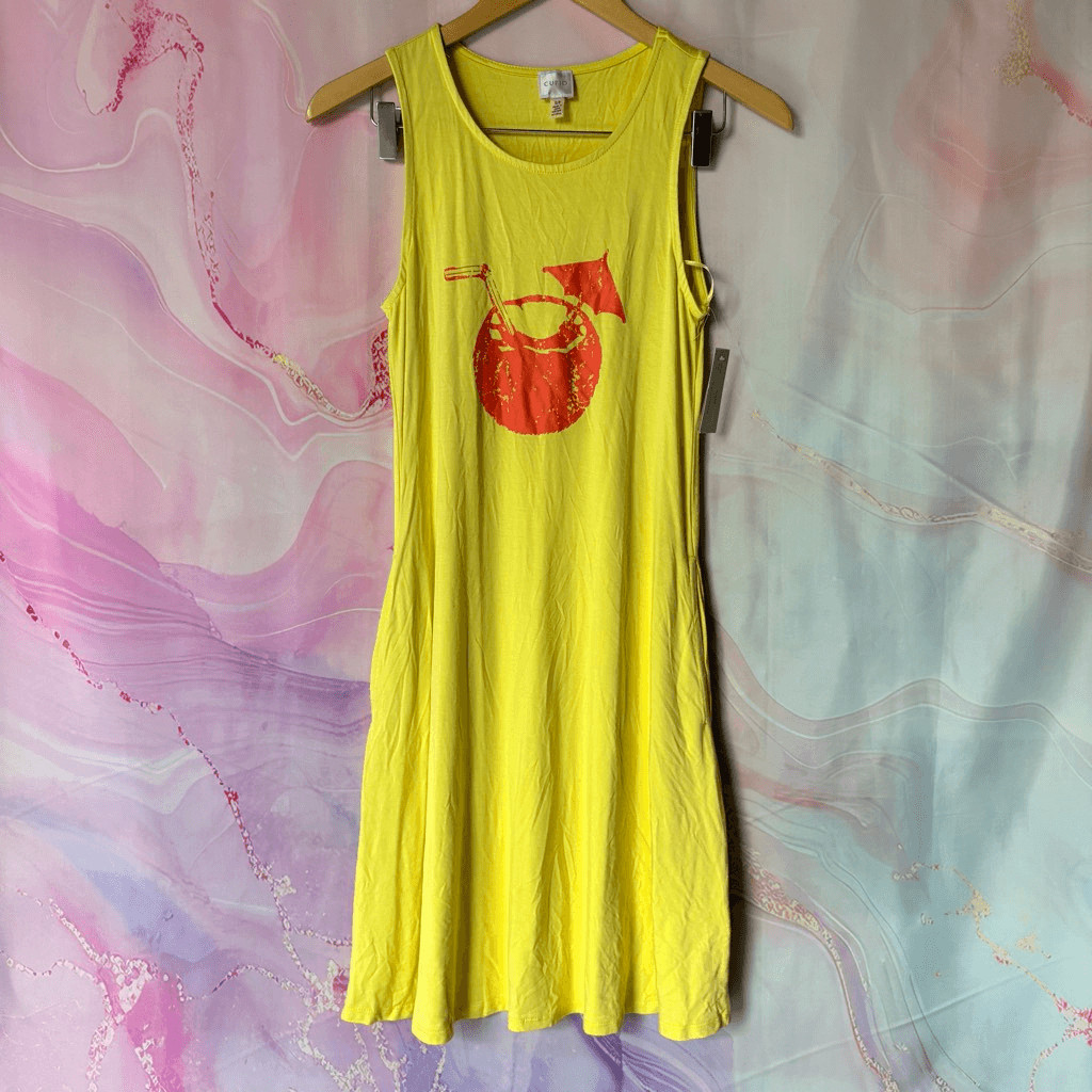 Cupio S Yellow Sleeveless Summer Beach Dress Pockets NWT Boardwalk Preppy Resort