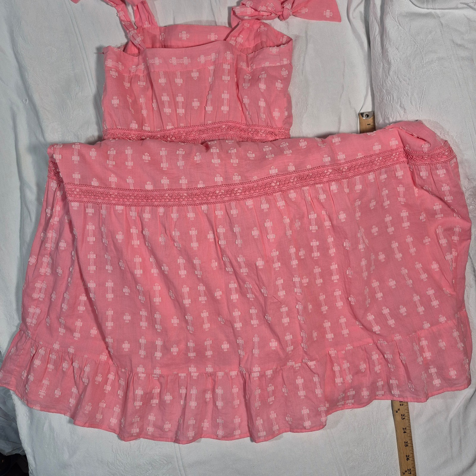 EMILY MCCARTHY MAXI DRESS SLEEVELESS GEOMETRIC EMBROIDERED PINK SIDE ZIP SMALL
