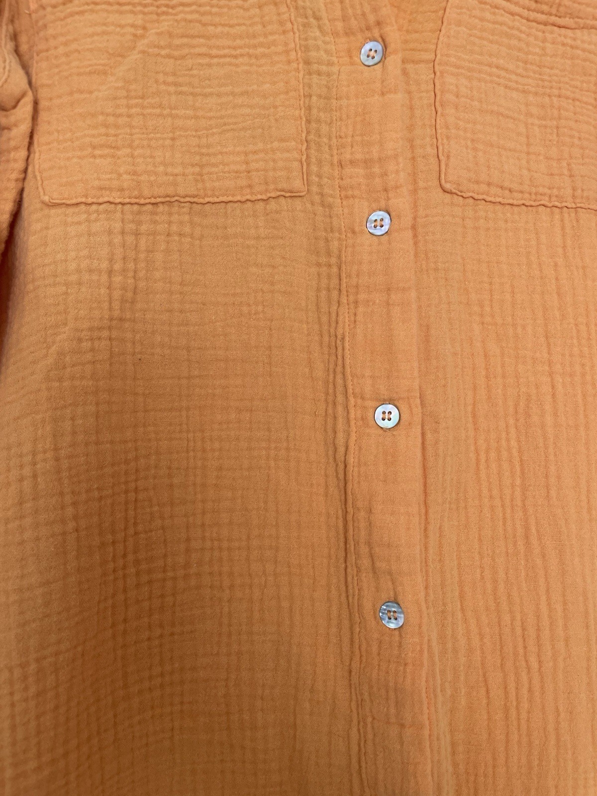 Magaschoni 100% Organic Cotton Waffle Knit Orange Maxi Shirt Dress Size S