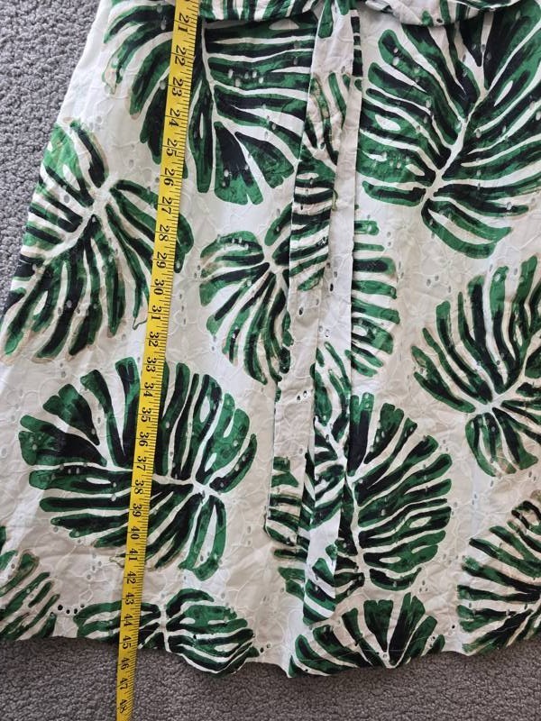 Anne Klein Printed Cotton Eyelet V-Neck Dress Women’s 10 White Dove Multi
