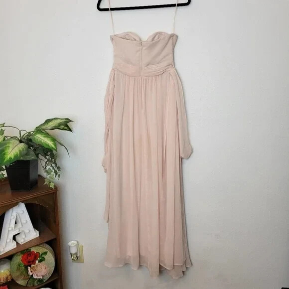 Birdy Grey Size Large Multi Style Strapless Tie Waist Gown Dusty Pink Blush