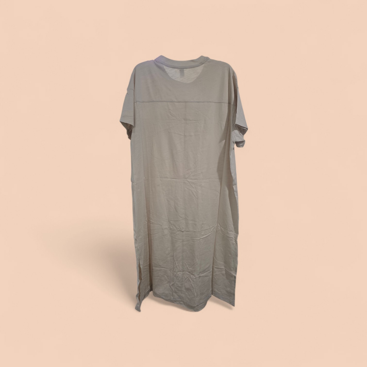 Women’s Beige Solid T-Shirt Dress Short Sleeve Crew Neck Cotton Jersey Midi 3X