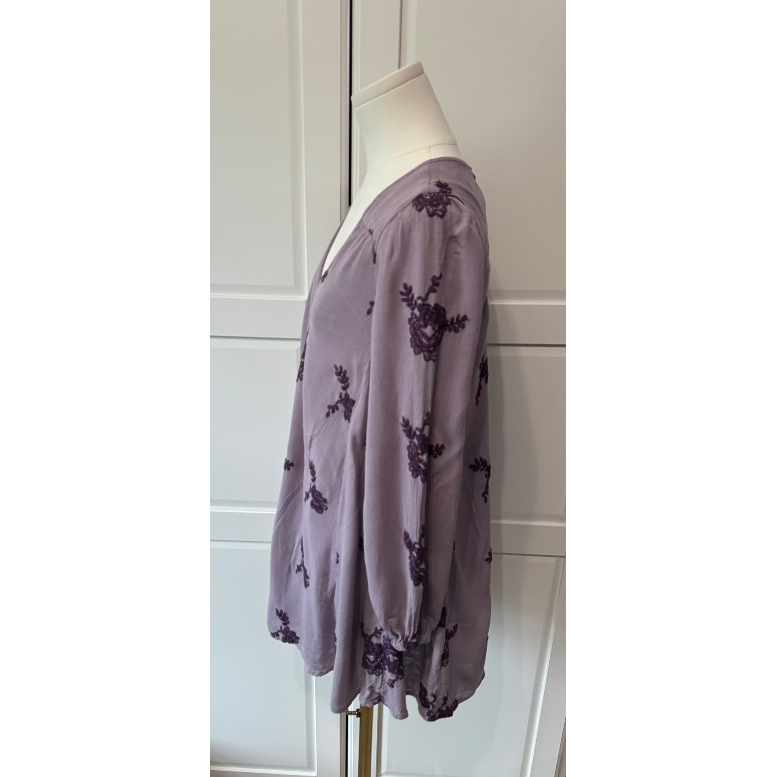Free People Embroidered Emma Austin Mini Dress Elderberry Boho Cutout Back XS