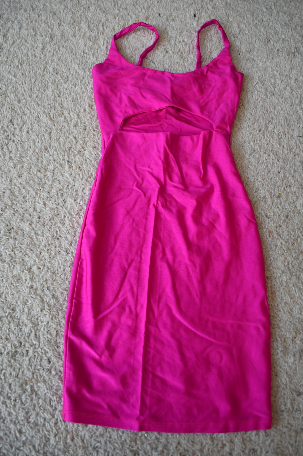 HOT NEON PINK MINI DRESS FASHION NOVA NYLON SPANDEX SMALL