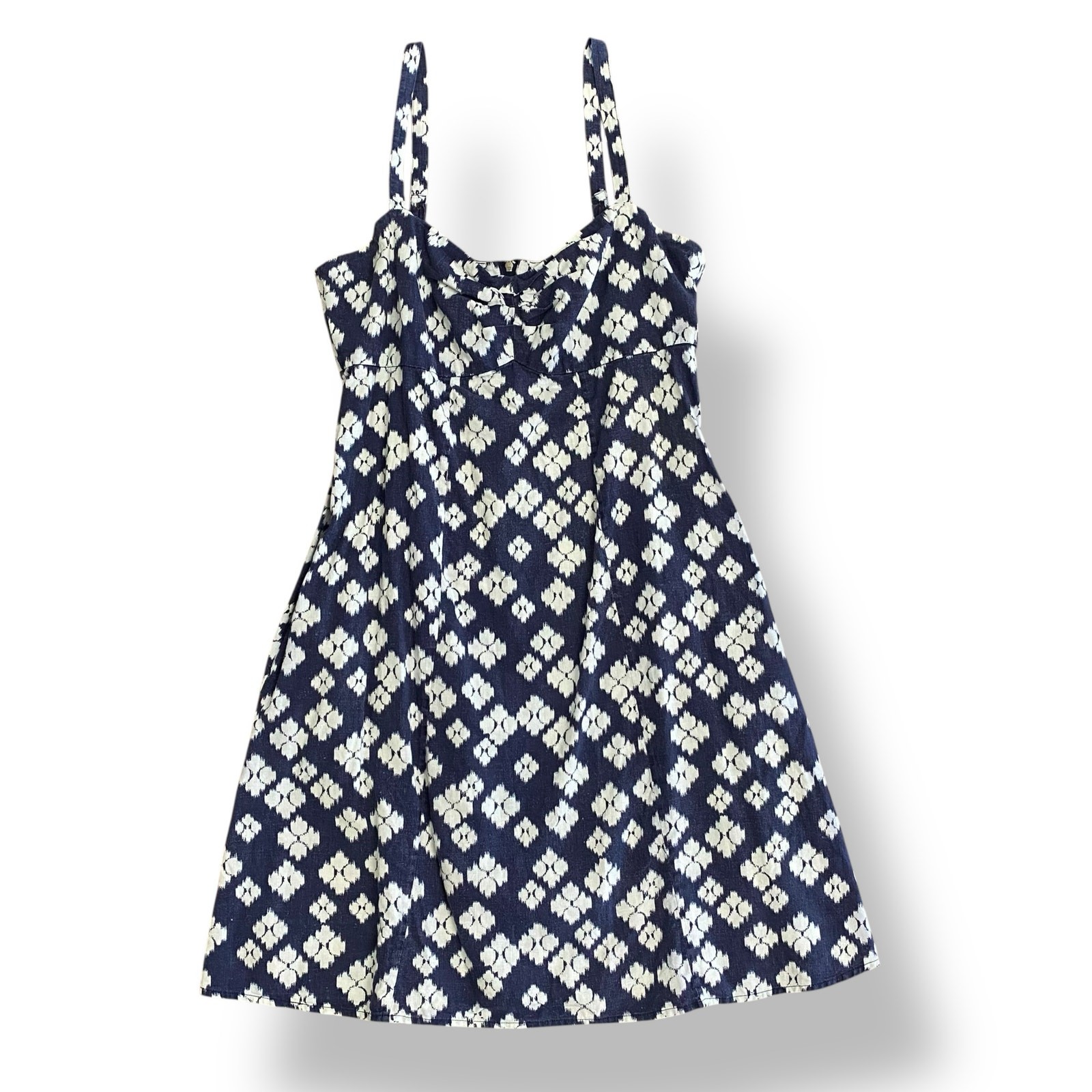 Patagonia Summertime Dress Blue and White Hemp Organic Cotton Size 6