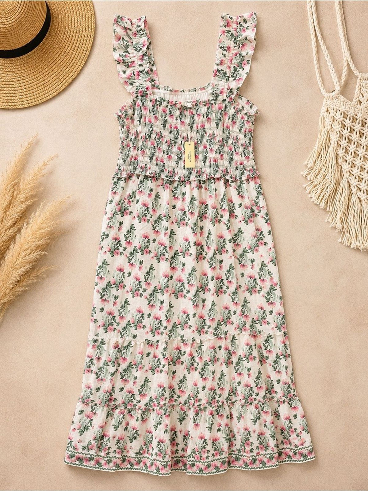 Max Studio London 3X Floral Smocked Midi Dress NWT Cottagecore Boho