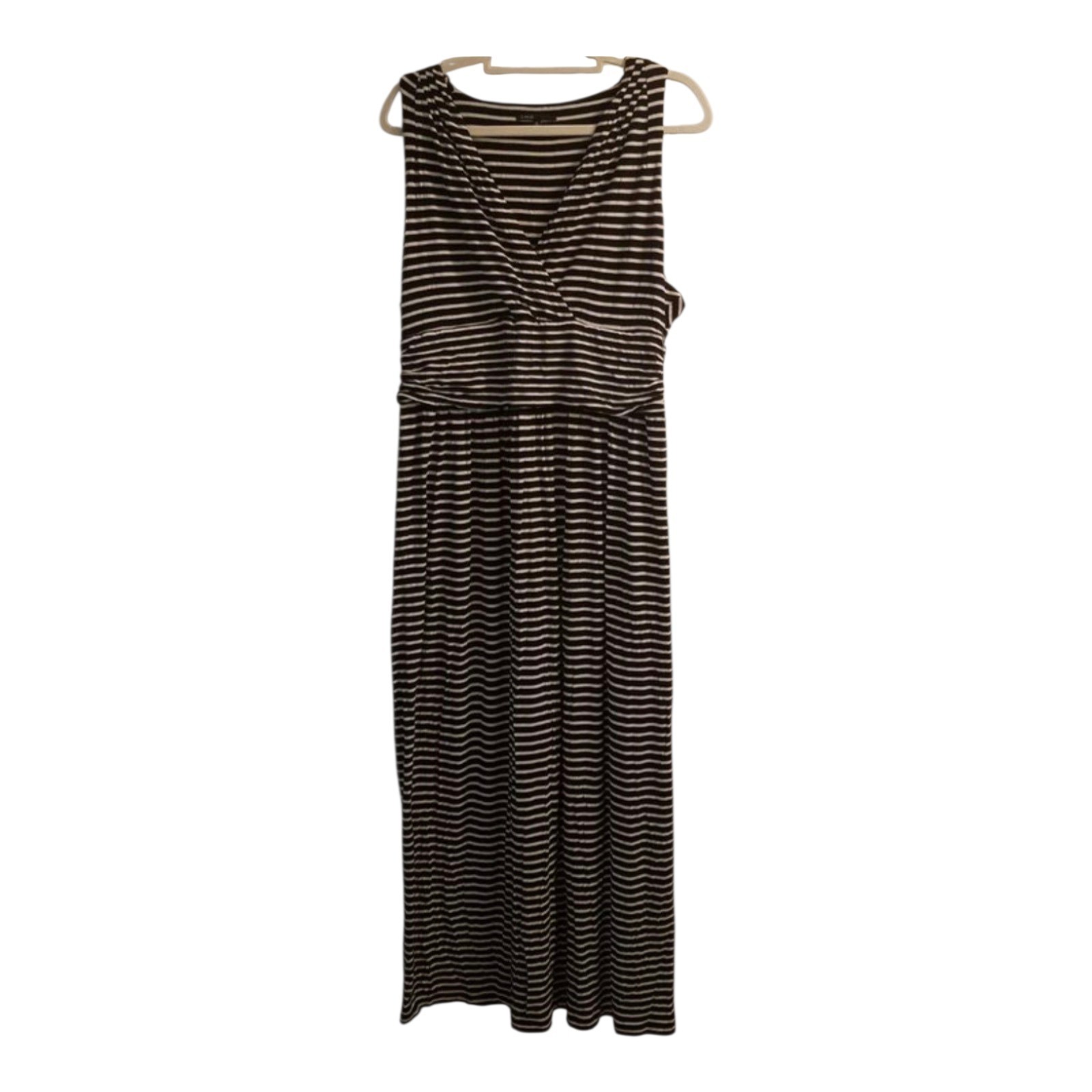 Chaus Dress Sleevless Long Black Striped Maxi Dress XL
