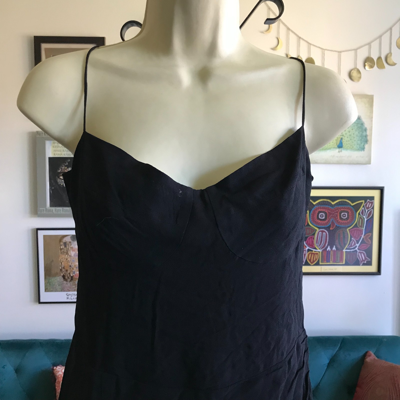 OPT One Pretty Time size 8 Black Spaghetti Strap Shirred Bustier Midi Dress NWT