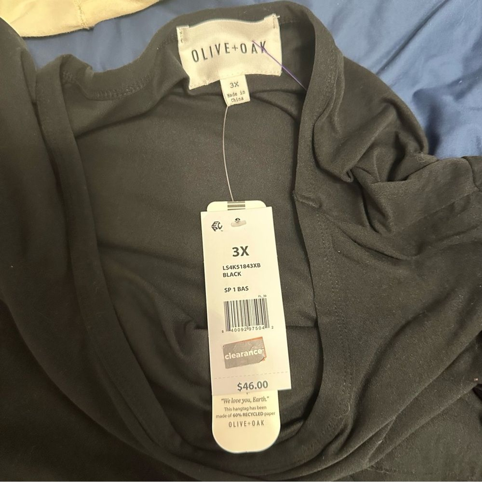 Olive & Oak Black Short Sleeve T-Shirt Dress 3X