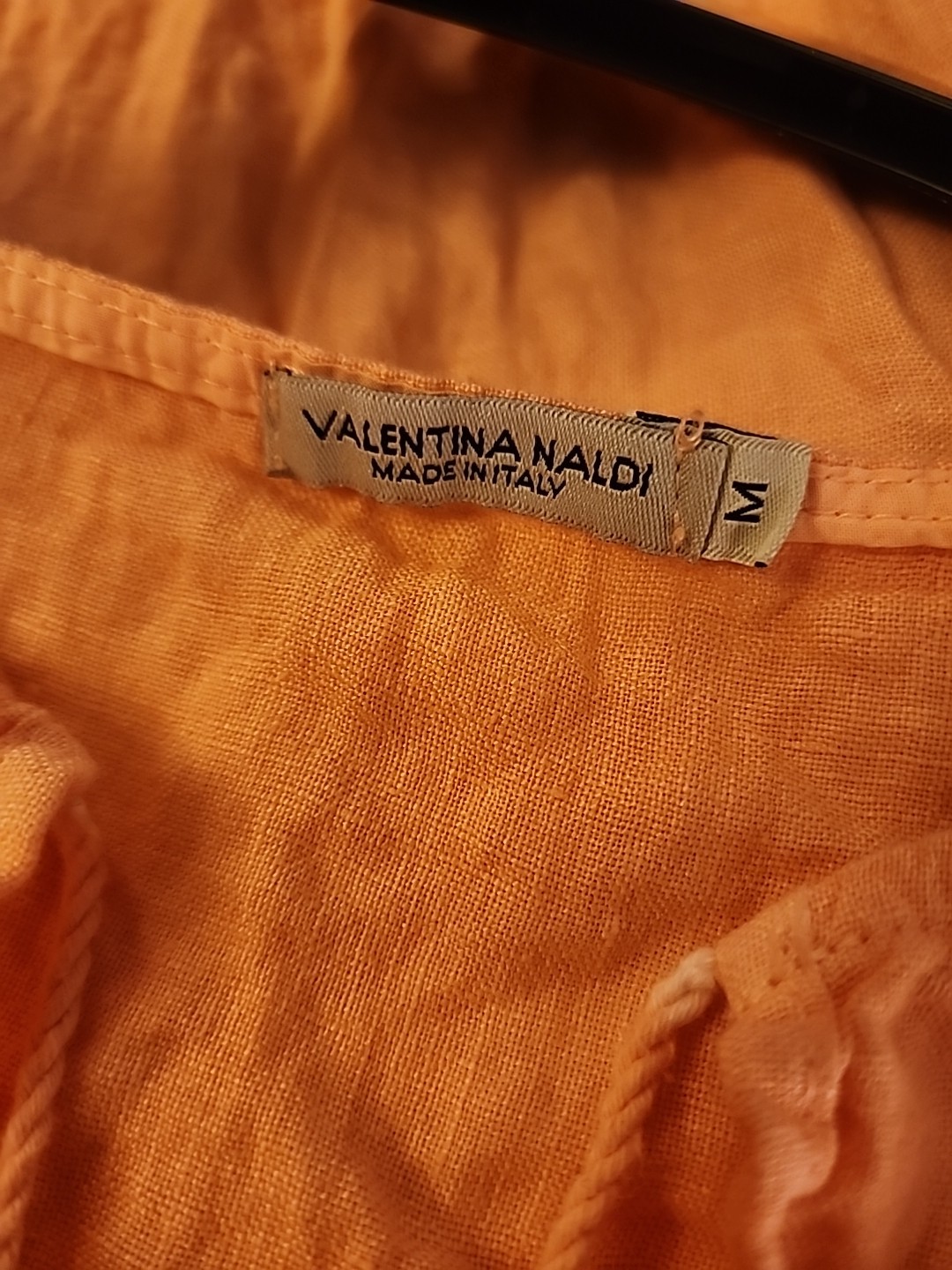 Valentina Naldi Peach Linen Shift Dress M Medium Short Sleeve Made In Italy R2