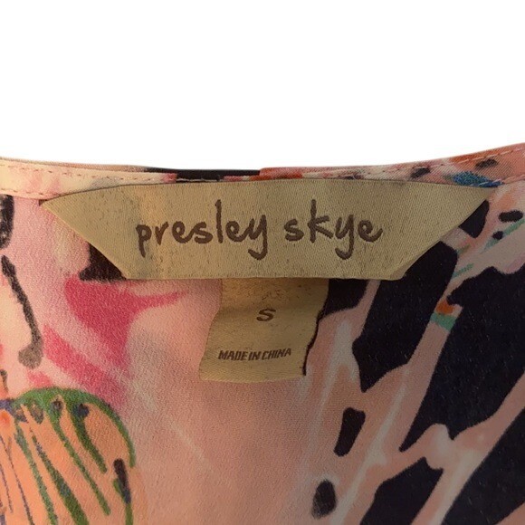 Presley Skye Mini Dress Pink Multicolor Cap Sleeve Ruffle Flowy Pullover Size S