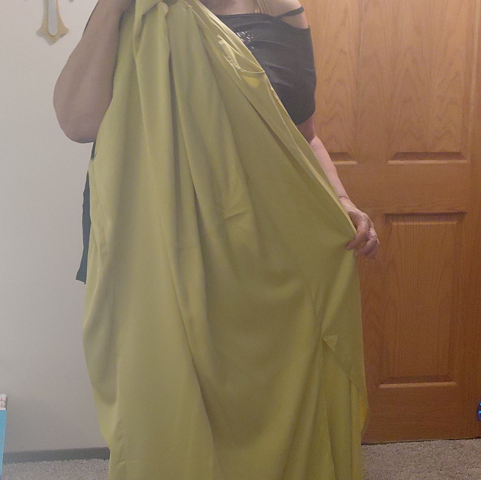 Solid Green Women’s Maxi Dress Long Length Beaded Strap Accents One Size