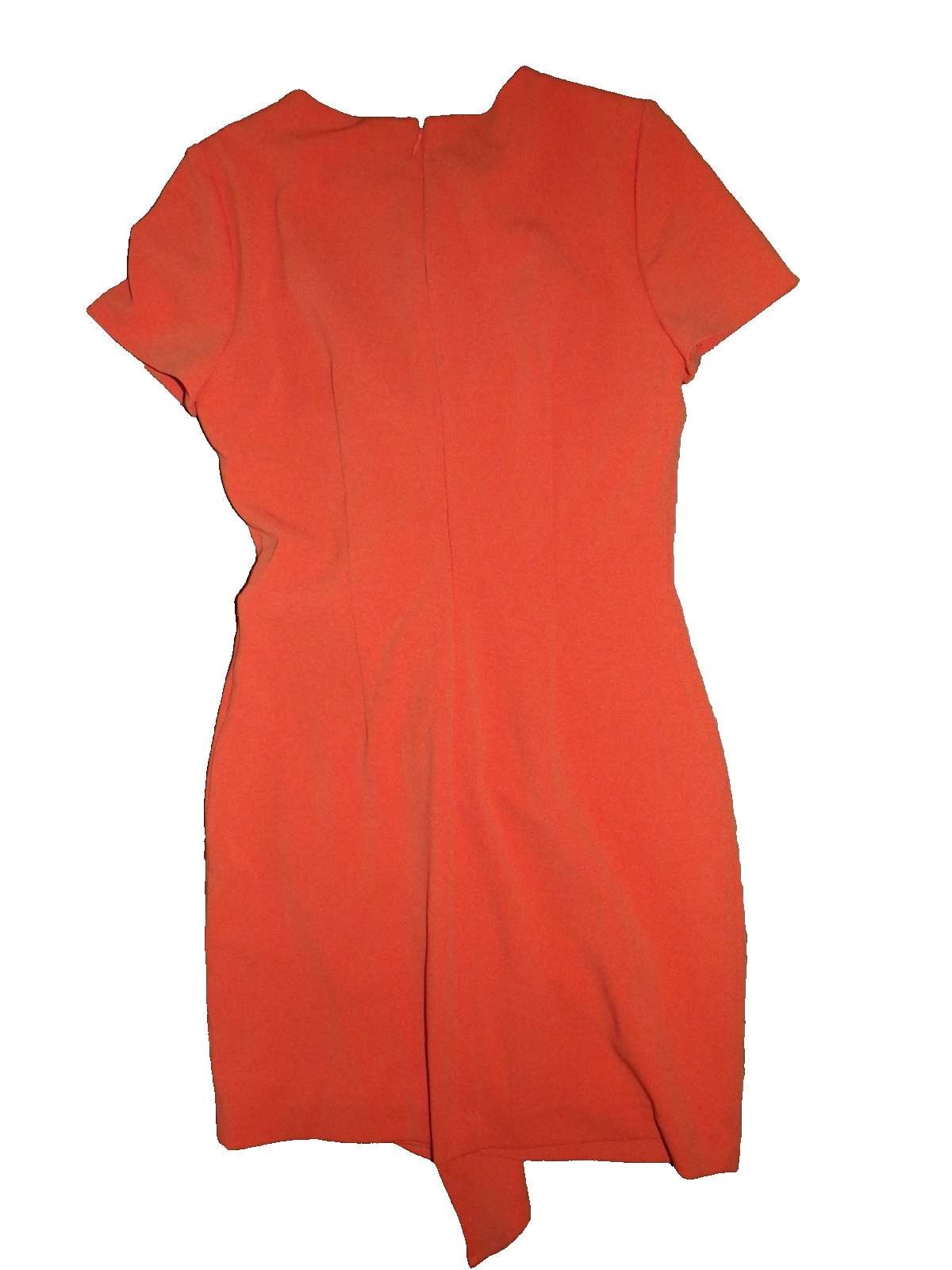 Belle Badgley Mischka Dress Devin Stretch Crepe Short Sleeve Orange Size 8