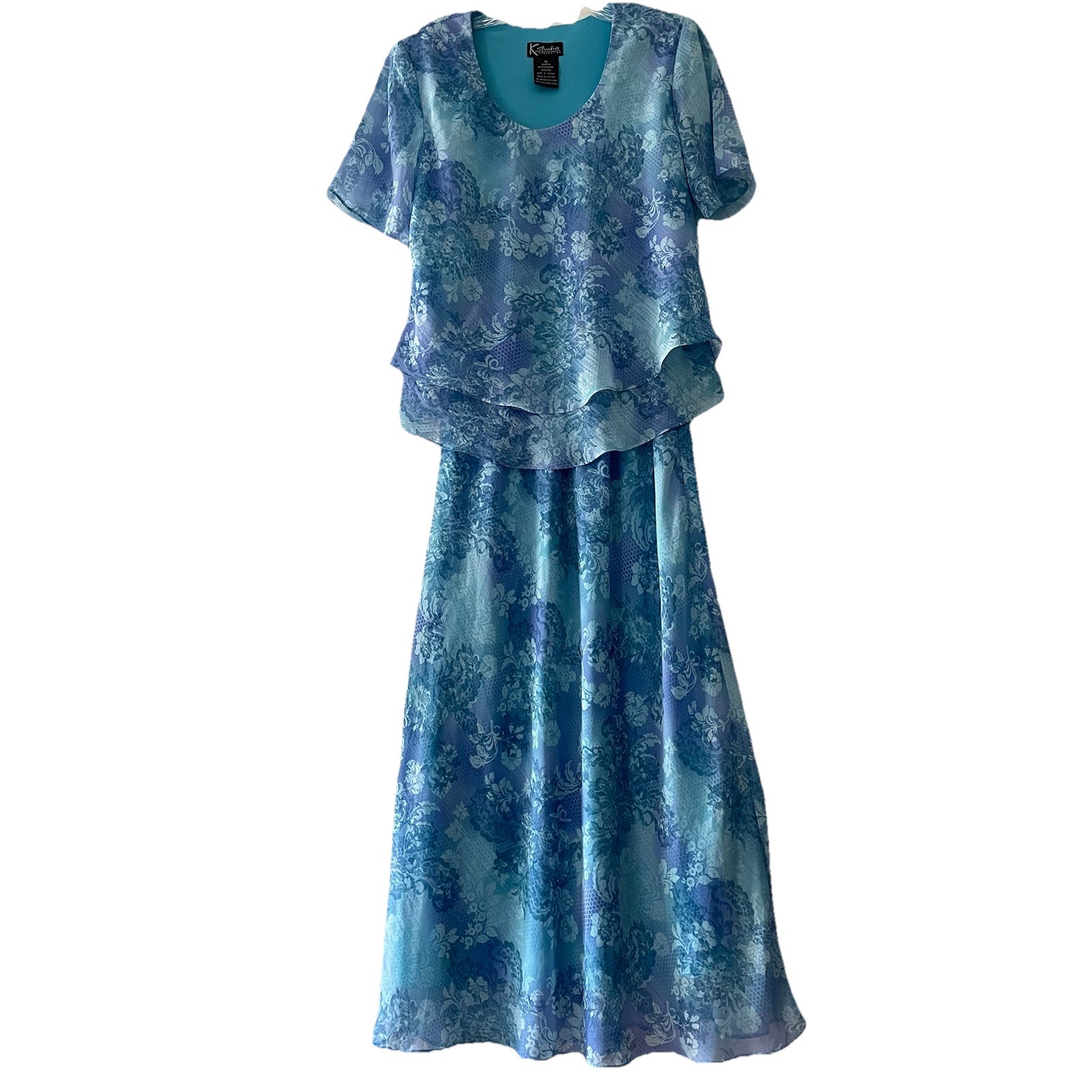 Vintage Y2K! K Studio Collection Size 10 Blue Ruffle Tiers Fairy Boho Dress