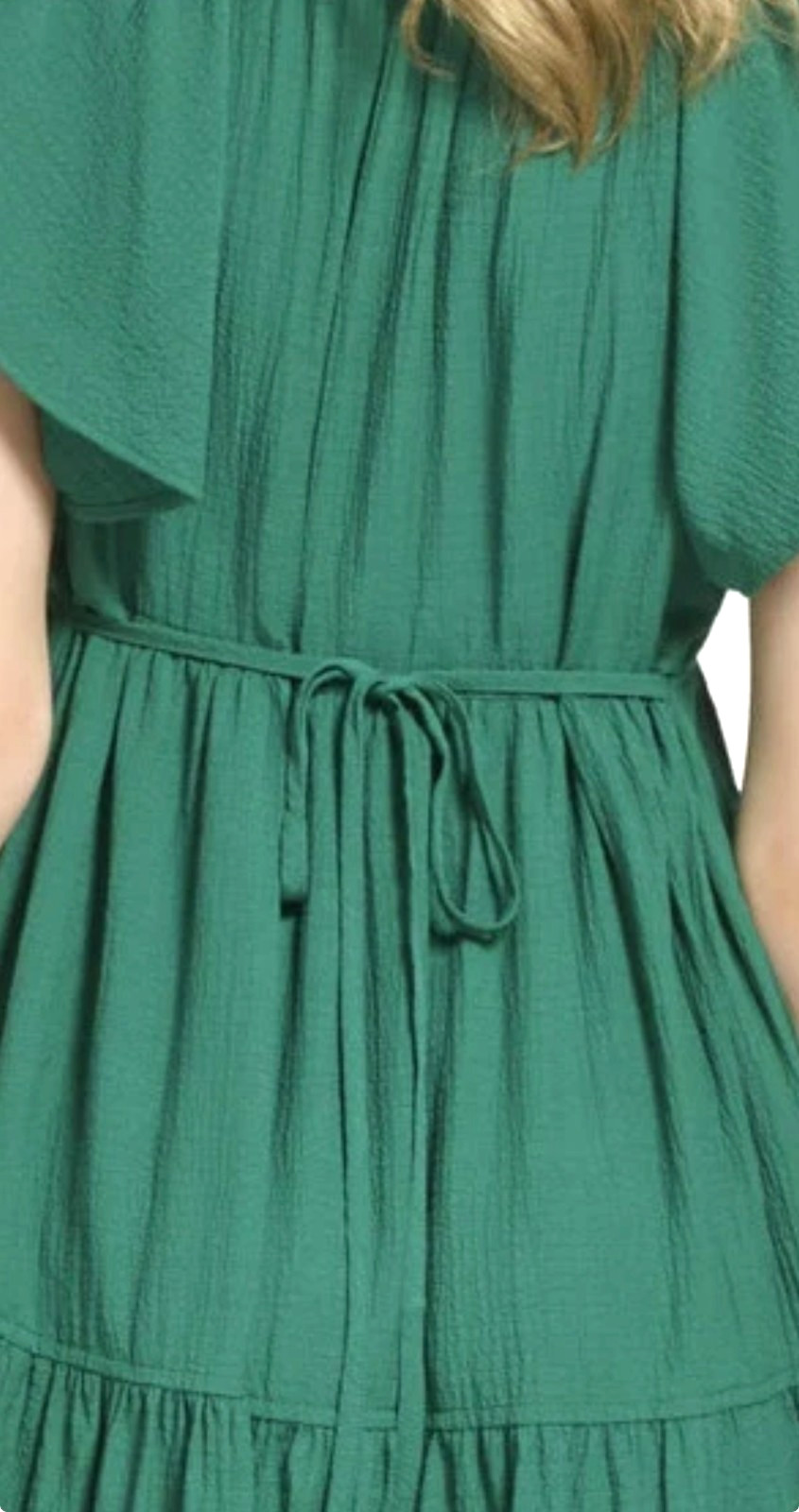 CA;VIN KLEIN Gauze Midi Dress with Pleated Tiers Split V-Neckline Women’s Sz 6