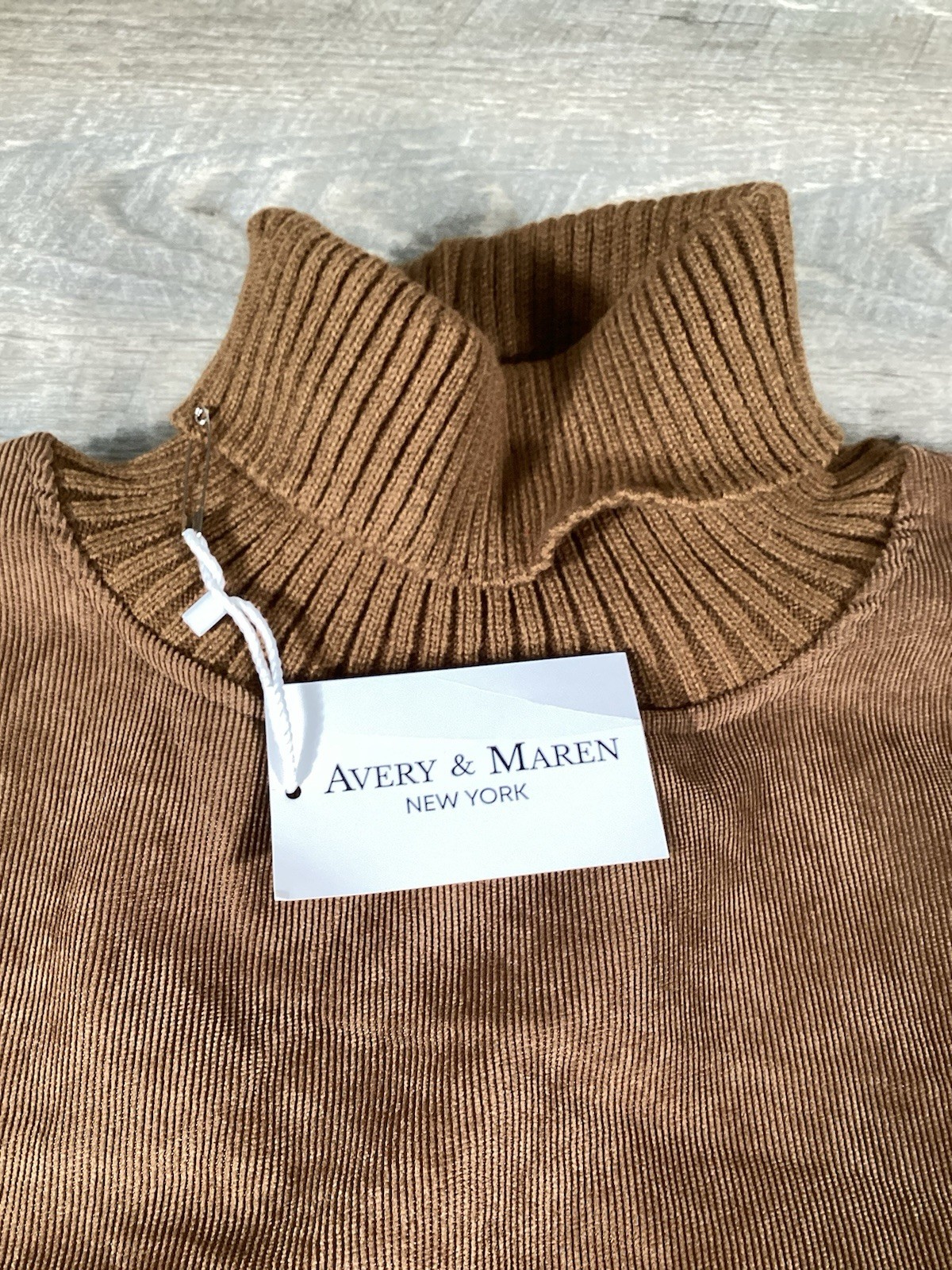 Avery & Maren Womens Turtleneck Corduroy Sweater Dress Brown Size L Winter New