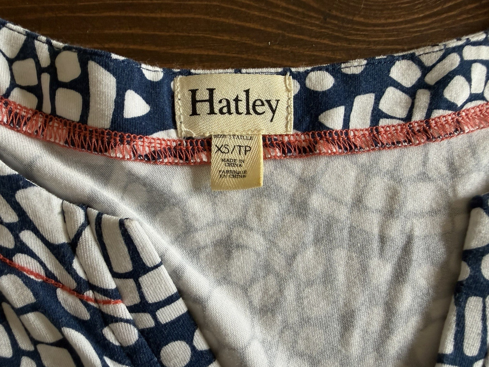 Hatley Medallion Print Shift Dress Sz XS, Blue, Cotton, 3/4 Sleeves, Split Neck
