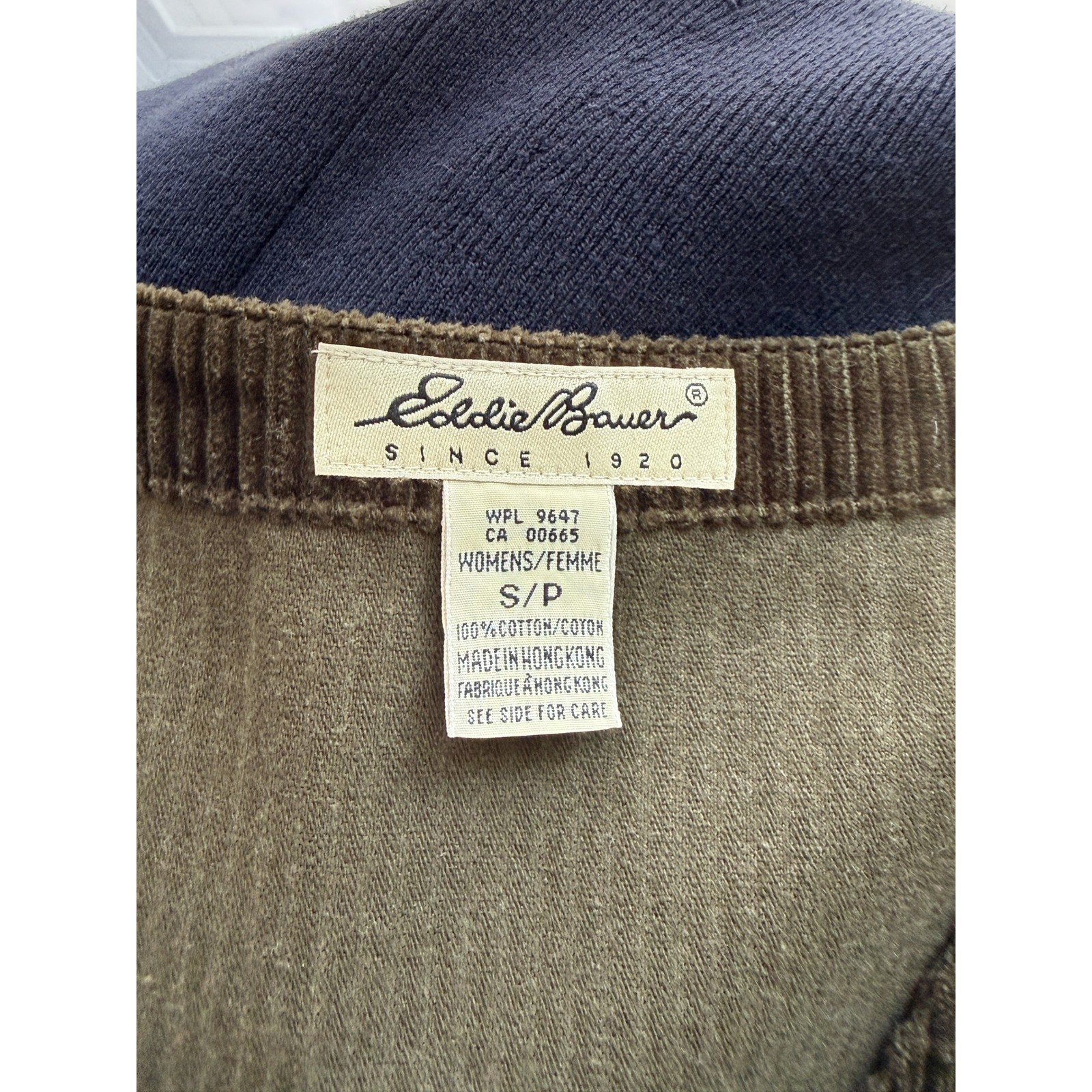 Vintage Eddie Bauer Corduroy Jumper Dress Small Olive Green V-Neck Side Button