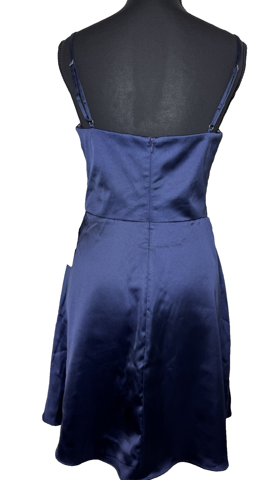 Stacees Dark Navy Satin Cocktail Dress 4 Cowl Neck Party Special Occasion NWT
