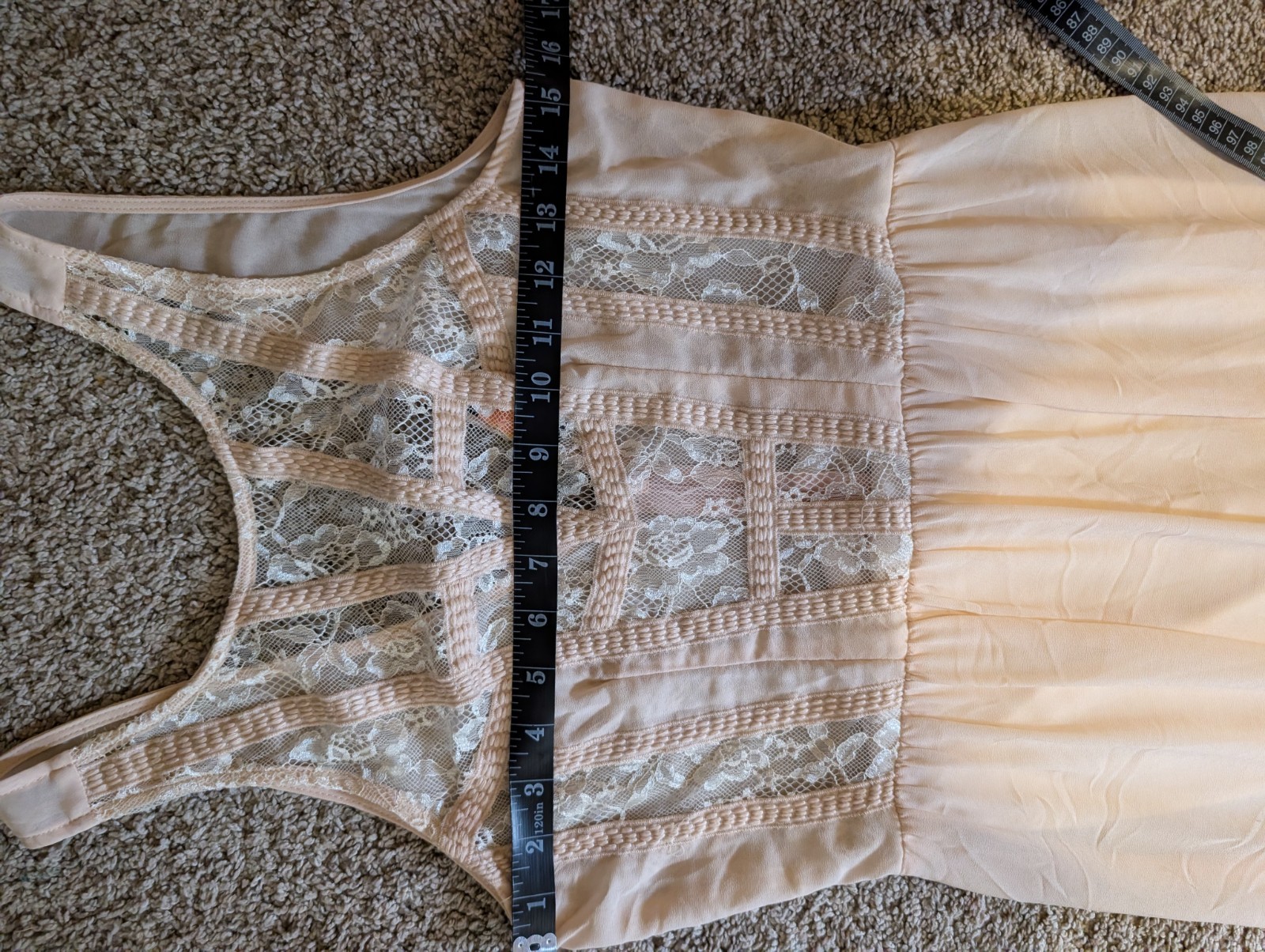 ASTR Light Pink Lace Semi Sheer Maxi slip Dress Side Slits Sz M