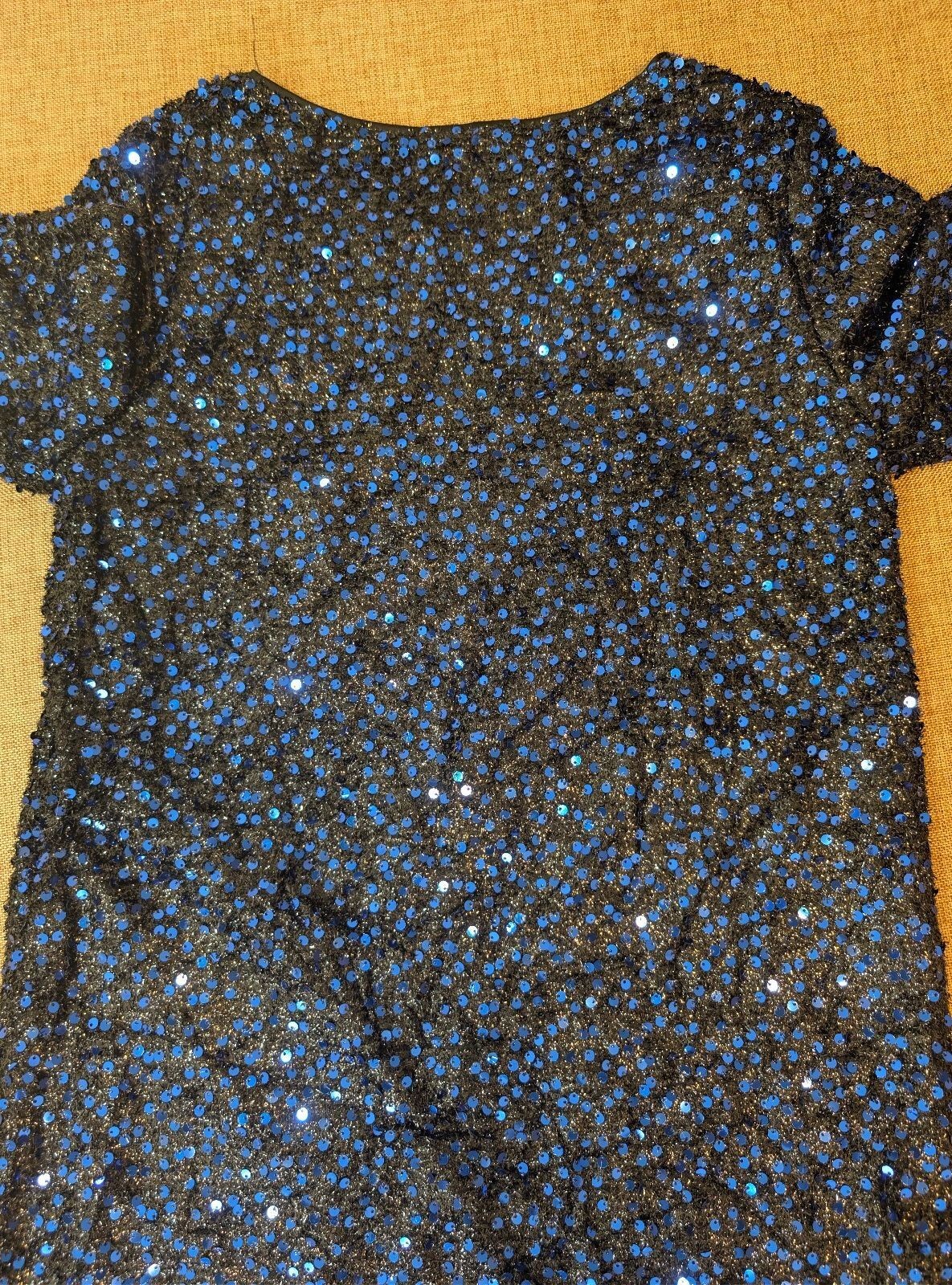 SHEIN Blue Black Sequin Glitter Mini Dress Size S Party Evening