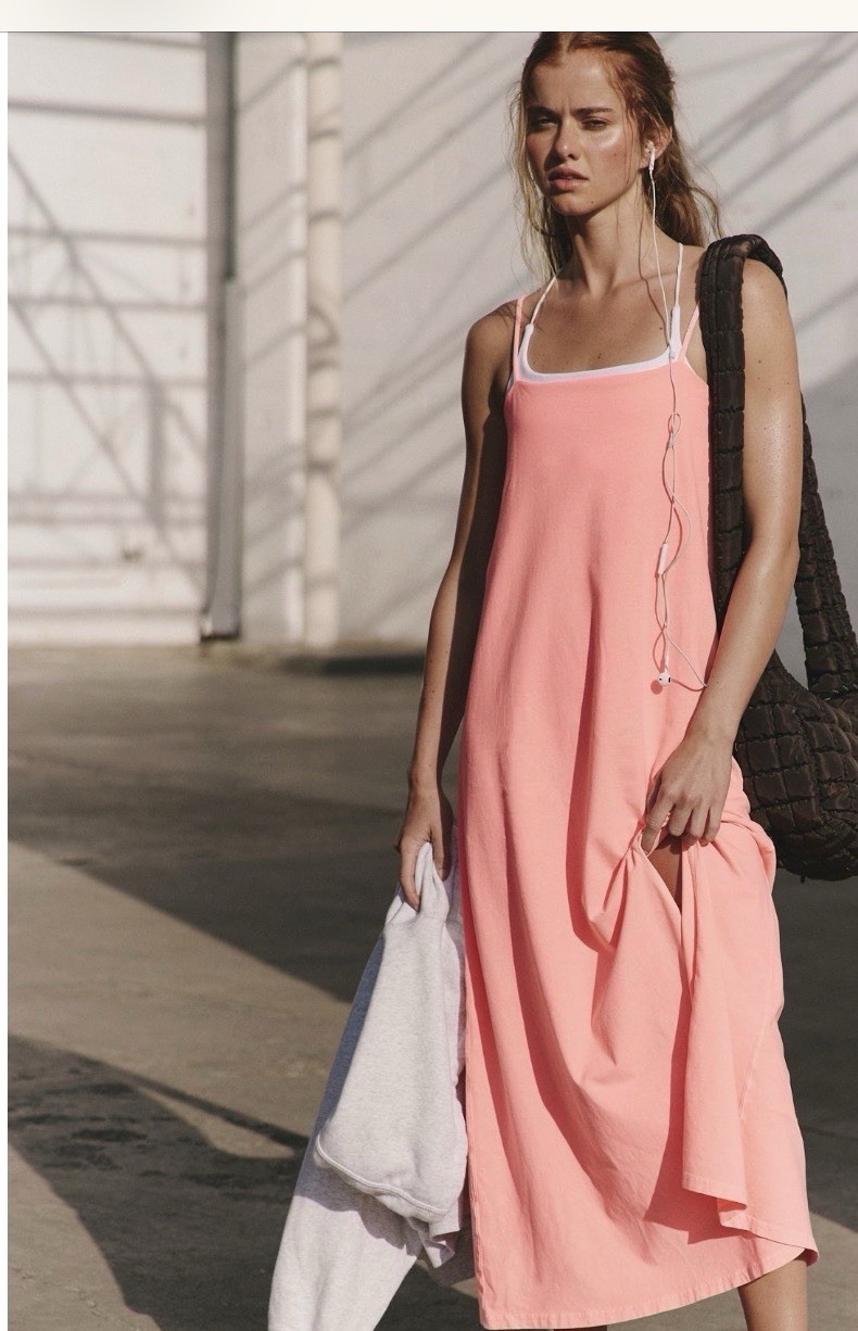 NWT FP MOVEMENT by FREE PEOPLE Hot Shot Strappy MAXI DRESS SMALL JUST PEACHY
