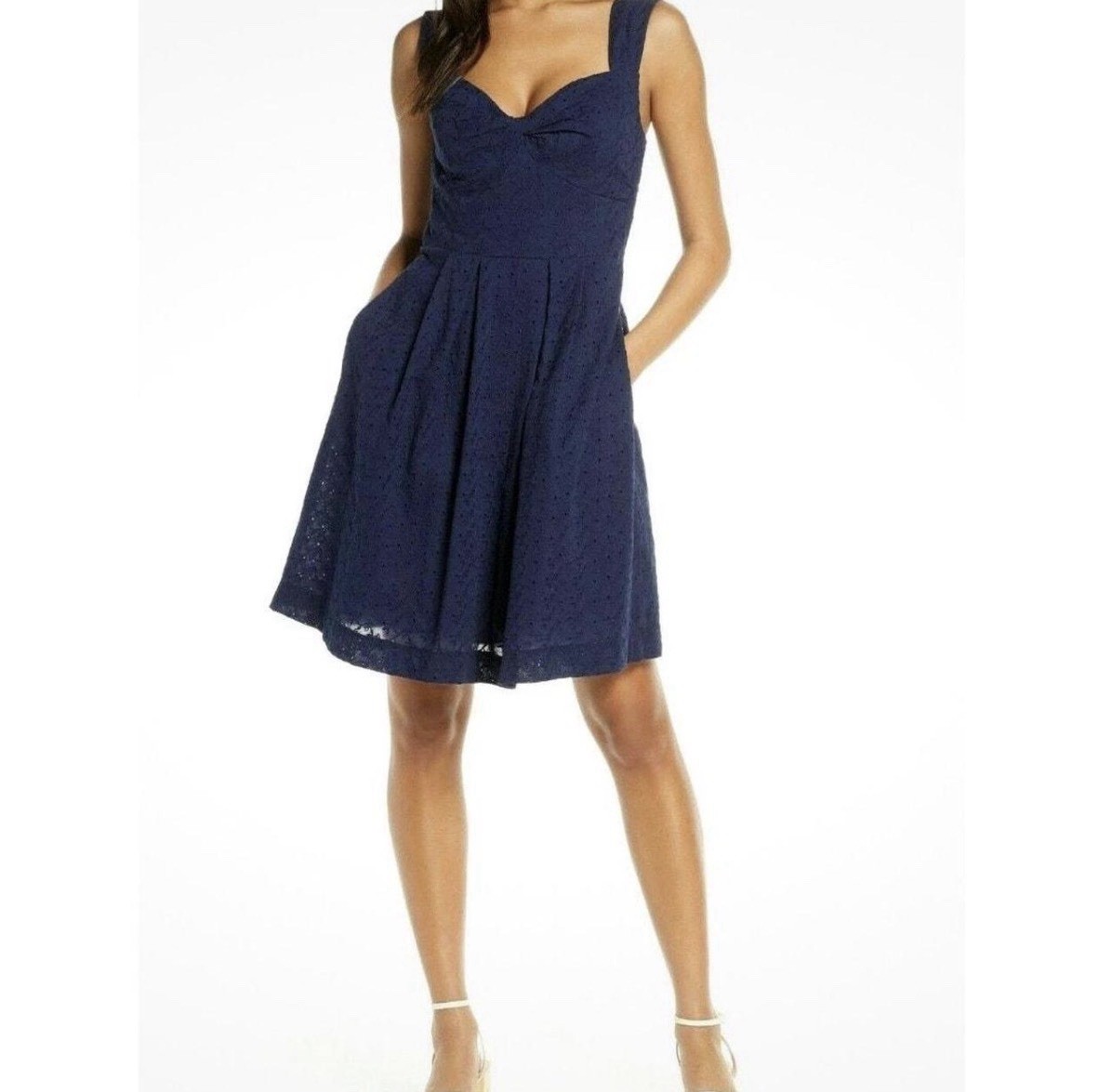 Lilly Pulitzer Cyndi Eyelet Navy Blue Sleeveless Cocktail Dress Size 4