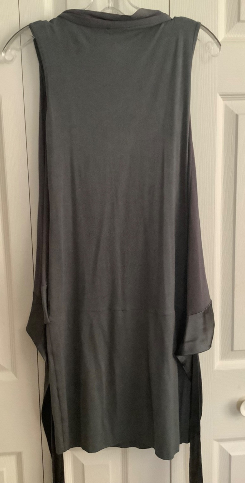 Brunello Cucinelli Grey 2 piece Belted Mini Dress w Draped Over Top Silk Linen S
