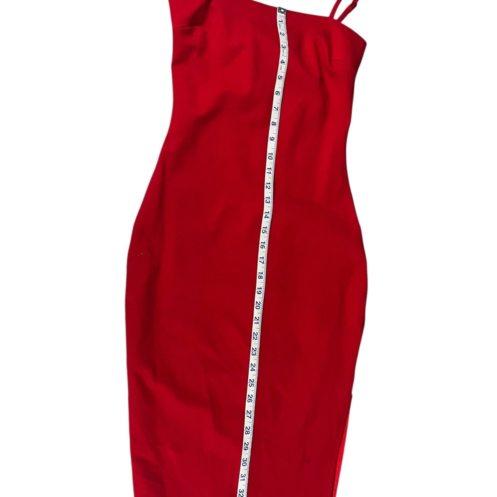 Sexy Red Bodycon Midi Dress Spaghetti Strap Gold Zipper Date Night Holiday Glam