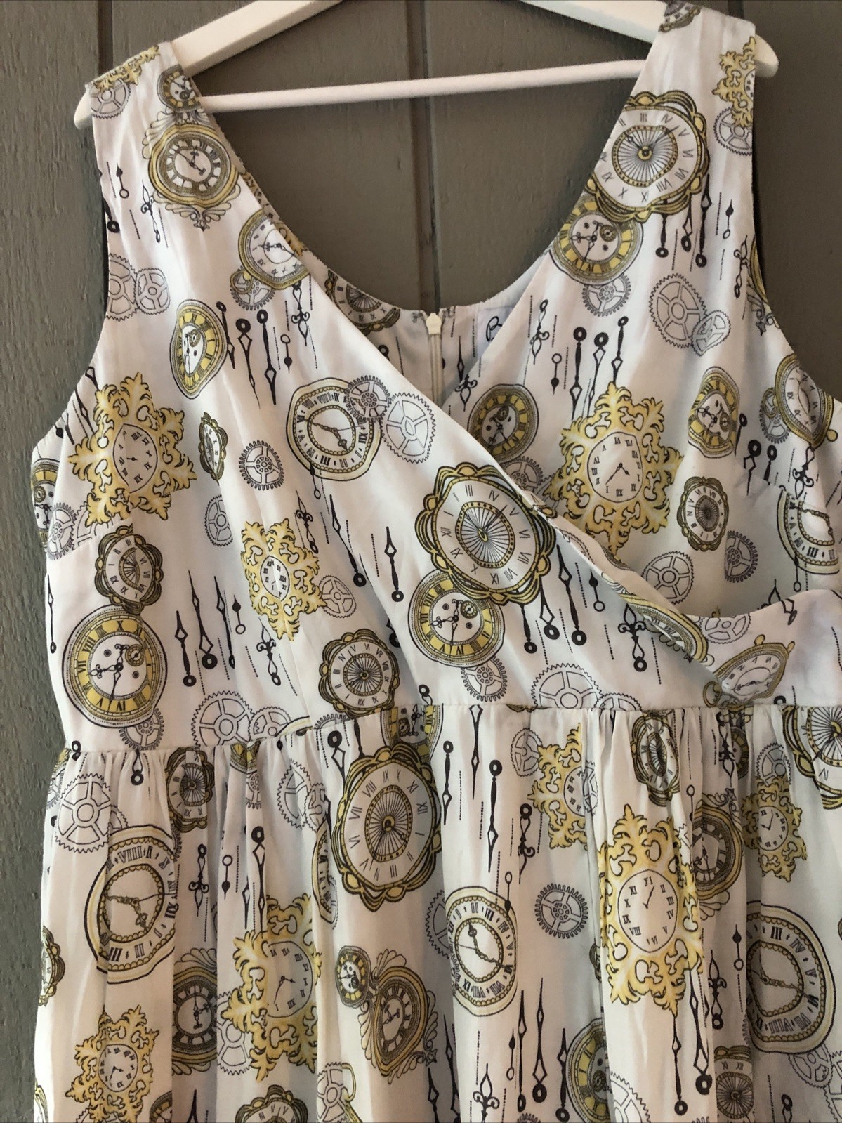 Bea & Dot for Modcloth Womens Clock Gears Fit Flare Pleated Teacher Dress Sz 2X
