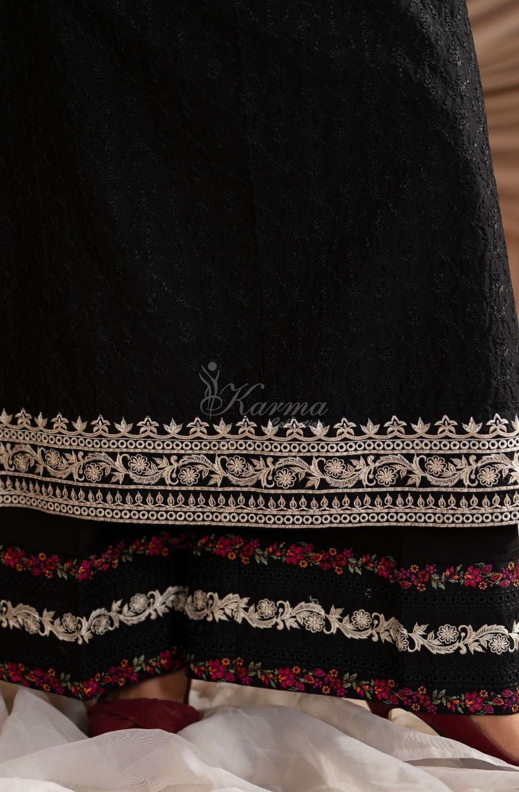 Karma Collection 3 Piece Stitched Embroidery Suit – KC-1584-Deep Black