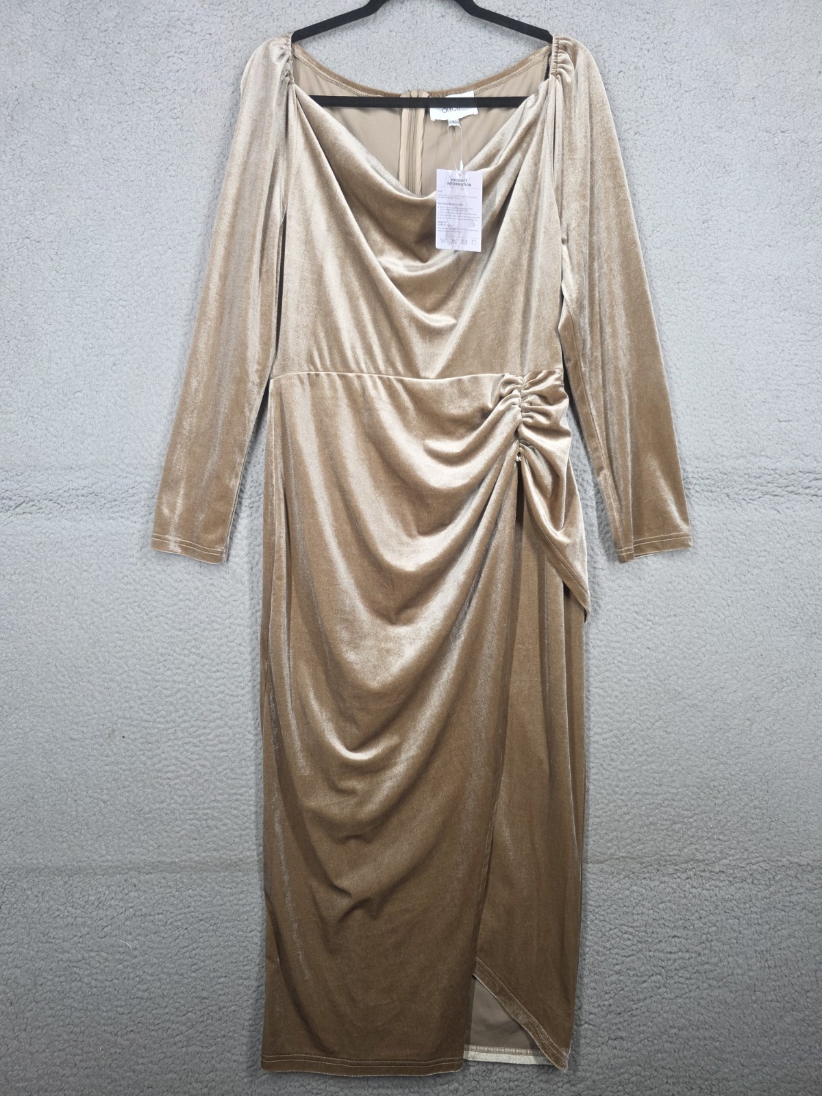 Champagne Velvet Party Dress Large Draped Wedding Guest Oyrosy Bodycon Wedding