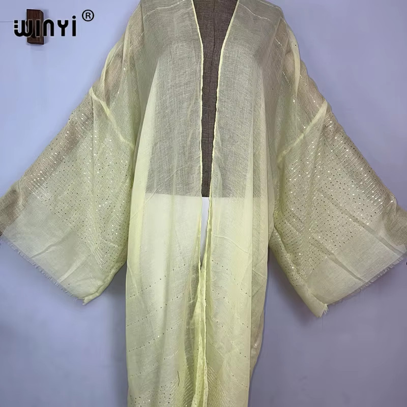 2023 Women Bohemian Gold Thread Monochrome Elegant Casual Dress African Cardigan