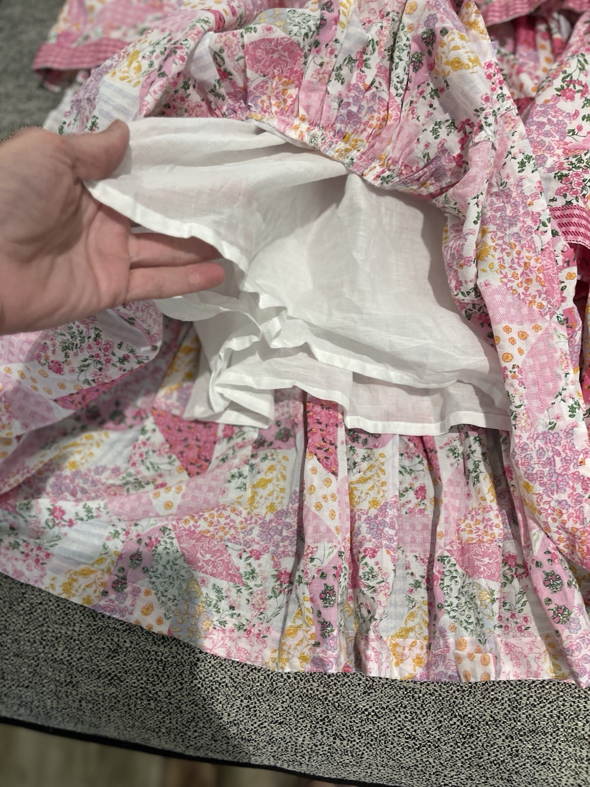 Simply Southern Hailey Quilted Patchwork Pink Tiered Maxi Dress Floral Size XL