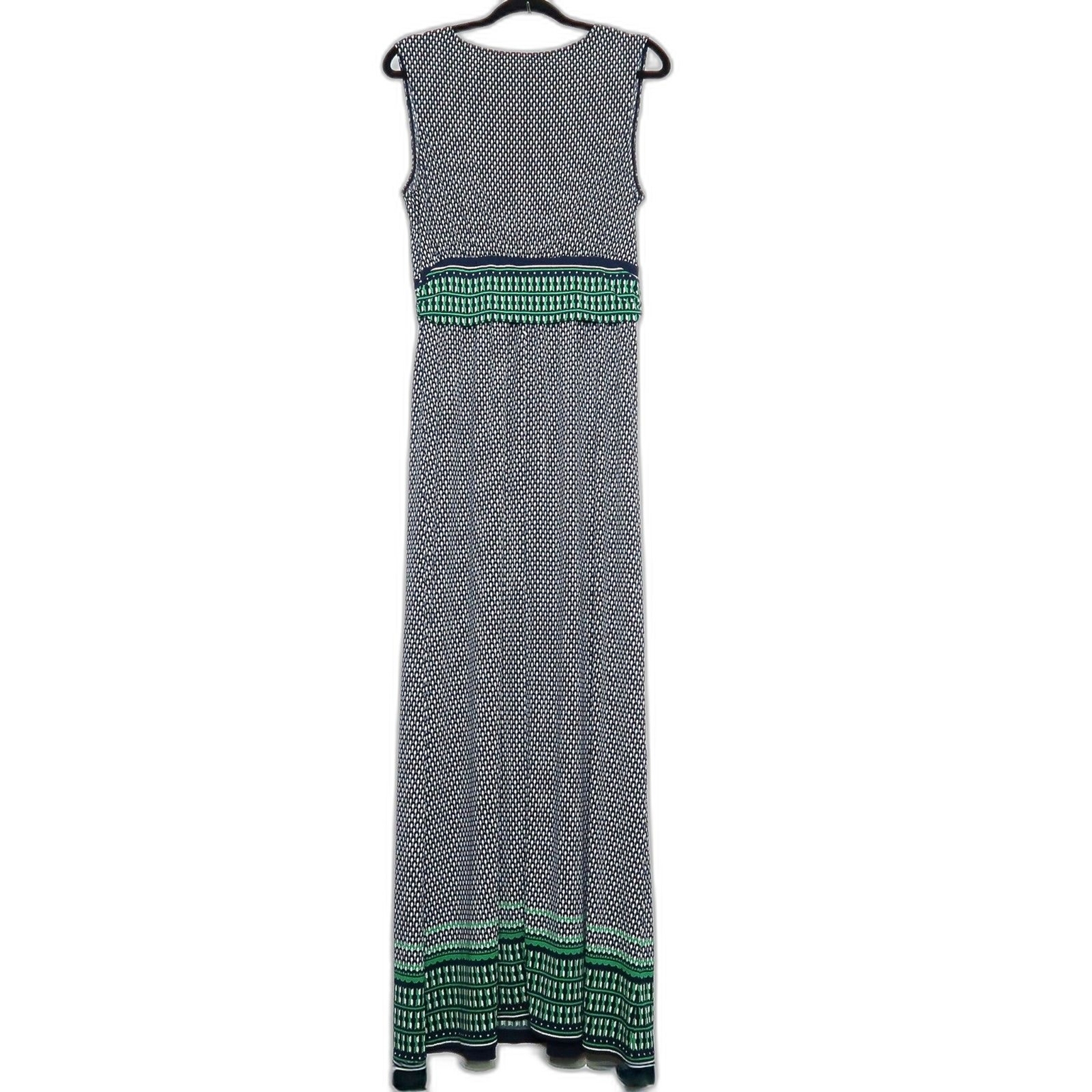 Max Edition Womens Maxi Dress Size Large Blue Green Geometric Print Sleeveless