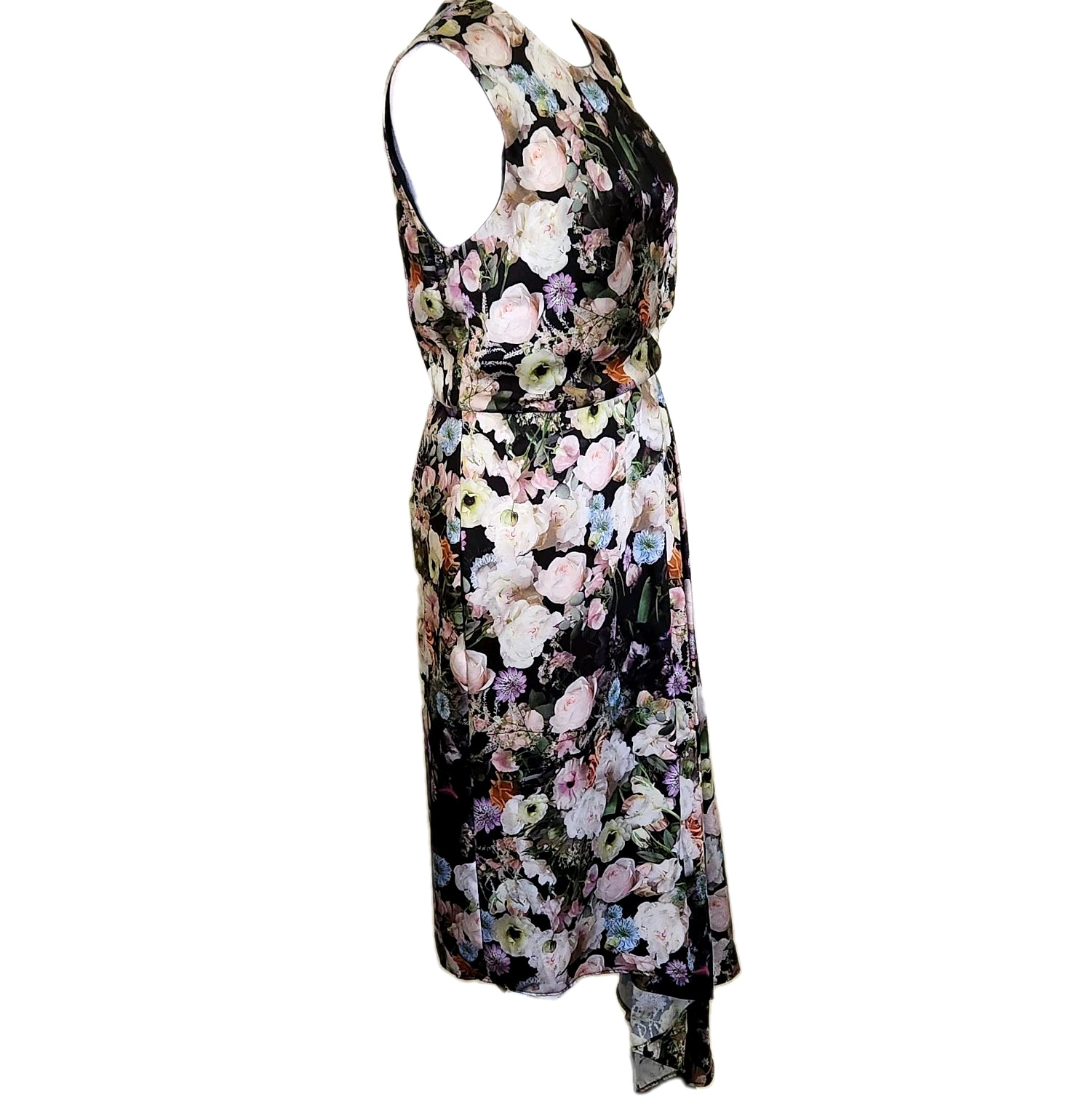 ADAM LIPPES Collective Black Floral Side Drape Dress Sz 6 RTR Florist Collab