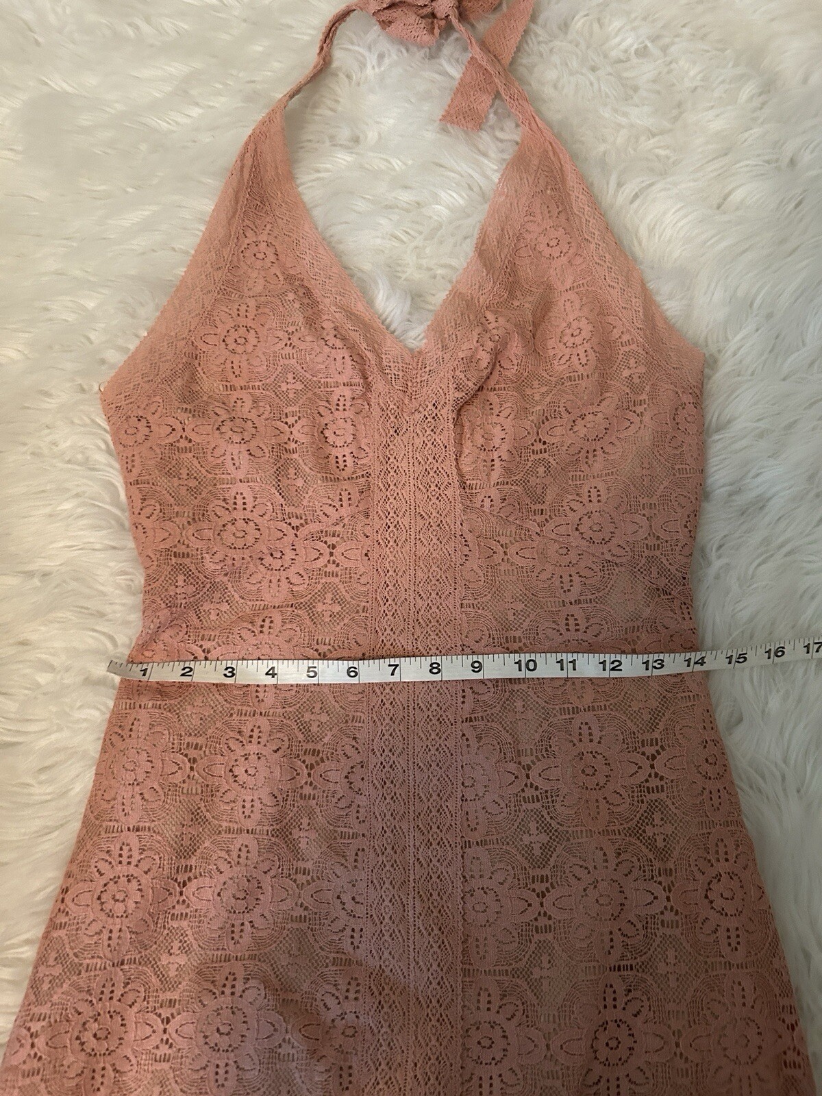NWT Guess Size 2 Emery Pink Lace Halter Front Slit Evening Long Maxi Dress Boho
