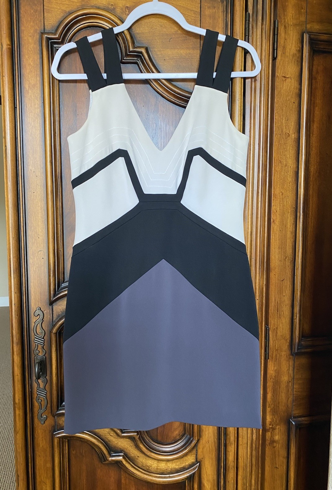 Jay Godfrey Nieman Marcus Sheath Dress Grayscale Color block Size 6 EUC