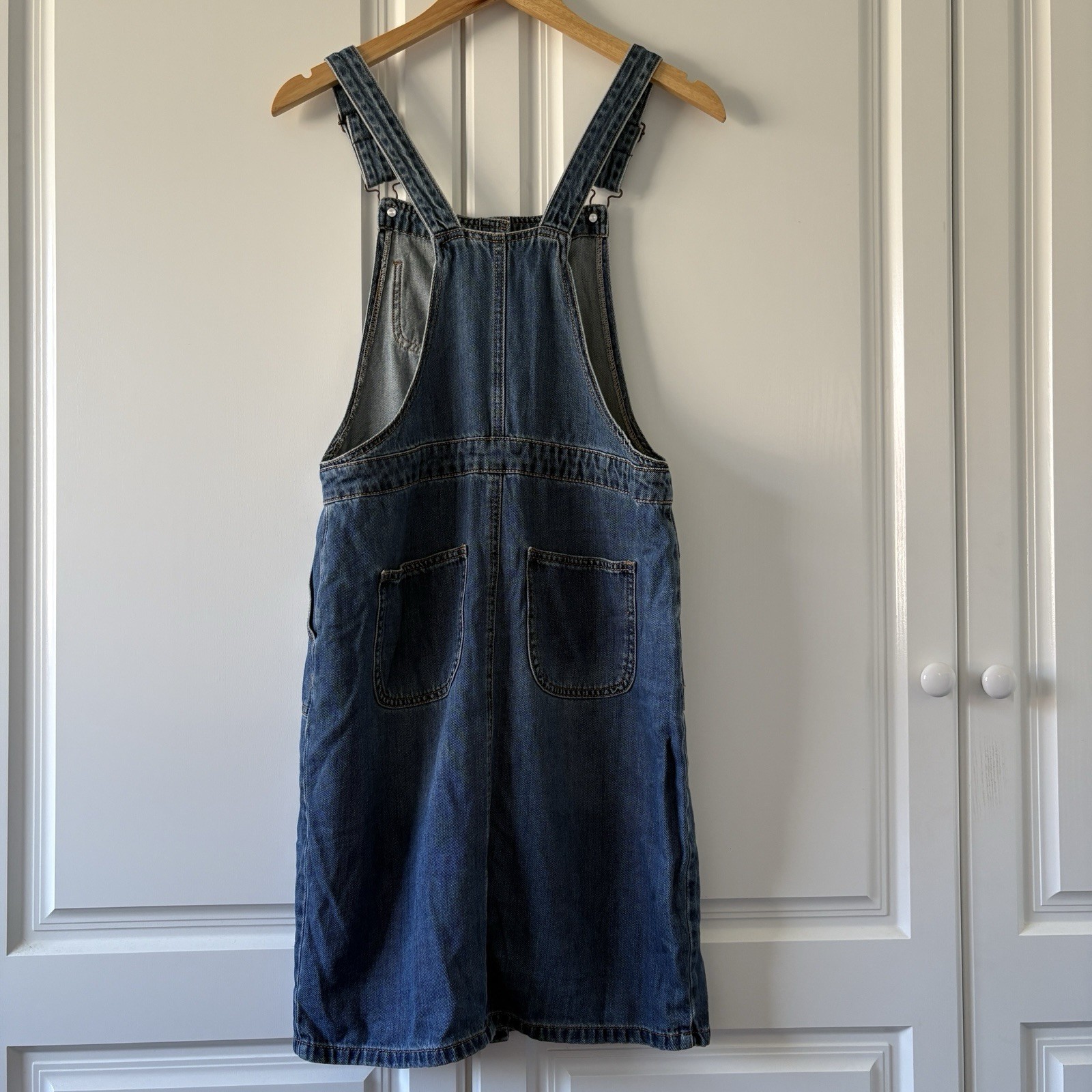 Ladies TU Short Denim Pinafore Dungaree Dress 100% Cotton UK 12 Adjustable Strap