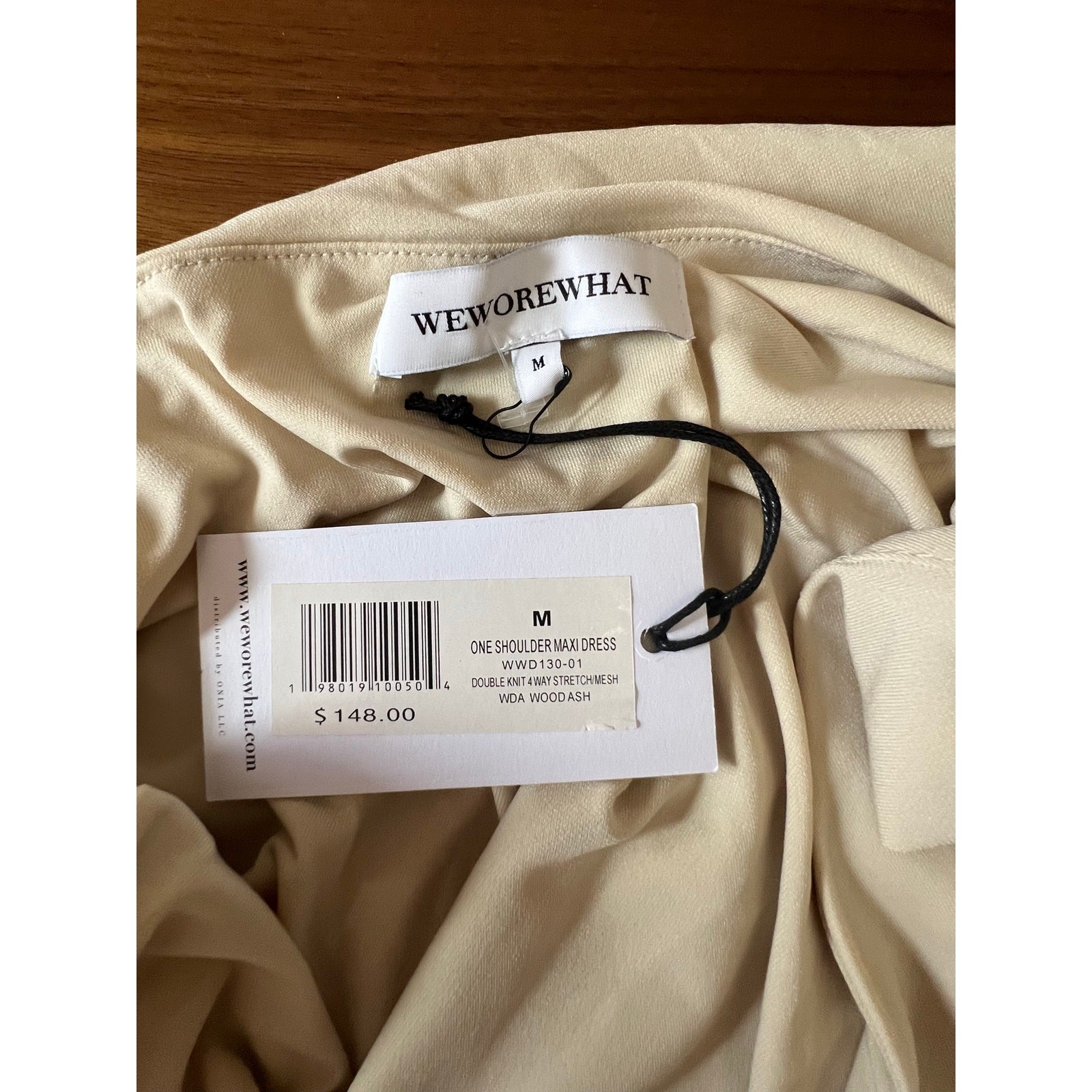 WeWoreWhat One Shoulder Maxi Dress Wood Ash Cream Stretch NWT Medium