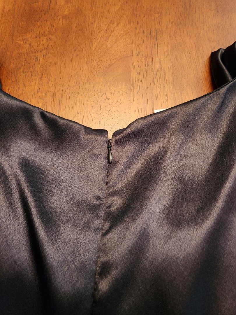 Watters & Watters black satin evening gown, size 8, sleeveless