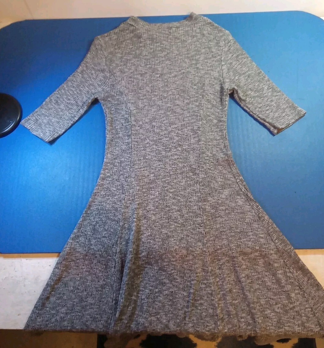 Aiden Y Gray Thin Knit Slimming Sweater Dress Womens Size M